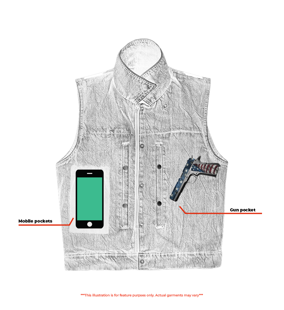 Thunder jack Blue Men's denim motorcycle vest Men's Denim Vests Renegade Classics