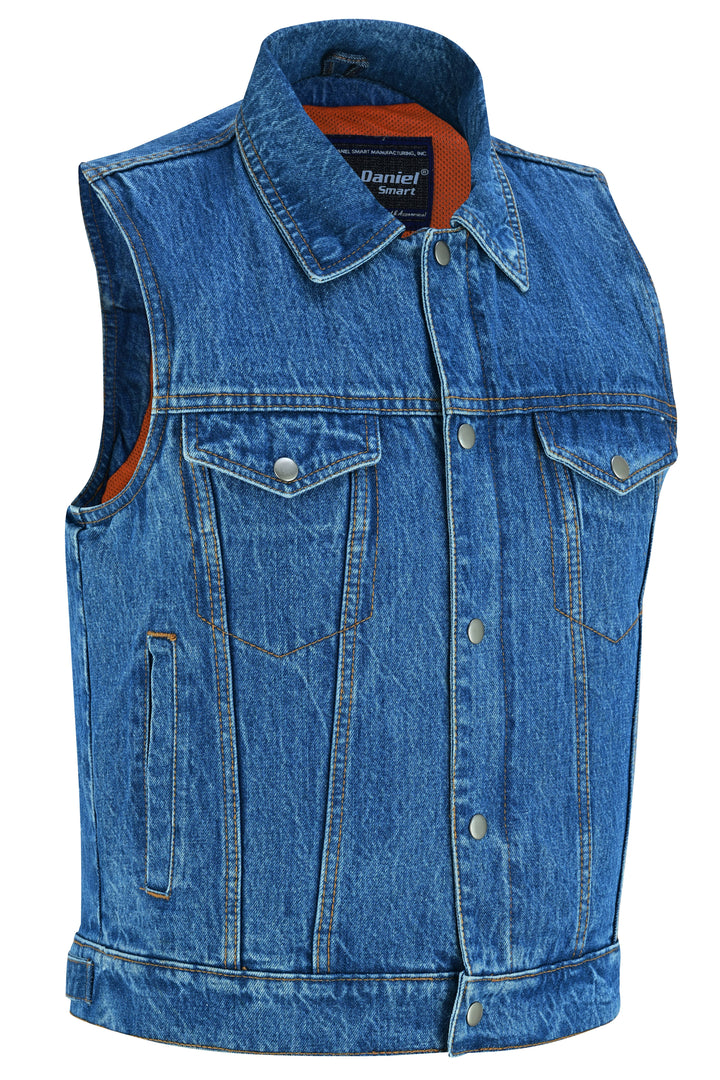 Thunder jack Blue Men's  denim motorcycle vest