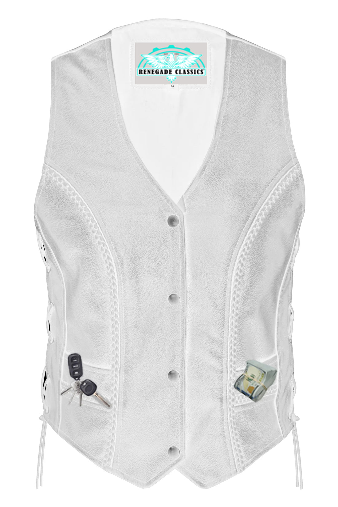 Luxuri Women's leather motorcycle vest