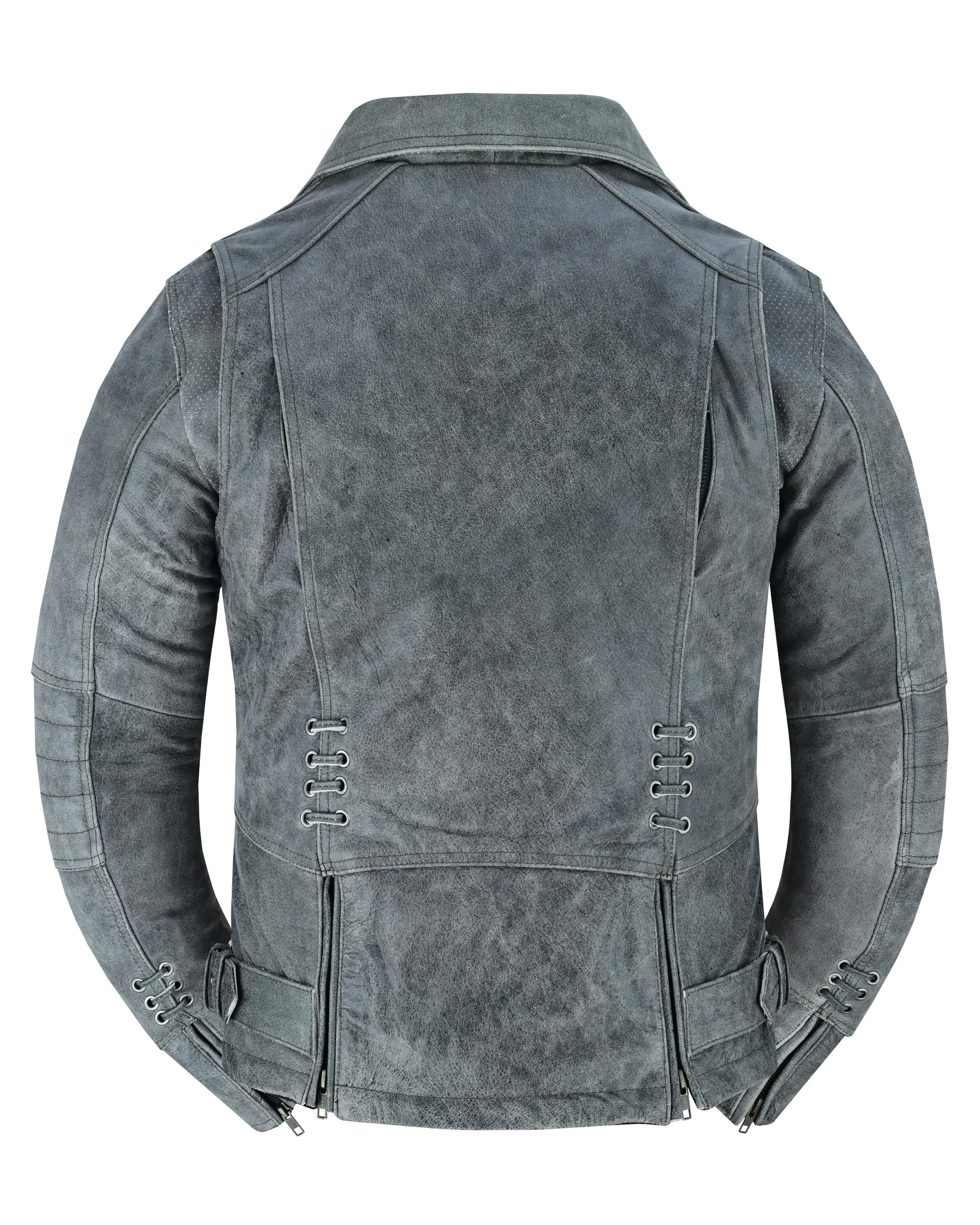 Frost Fury Women's Leather Biker Jacket – Gray Women's Leather Jackets Renegade Classics