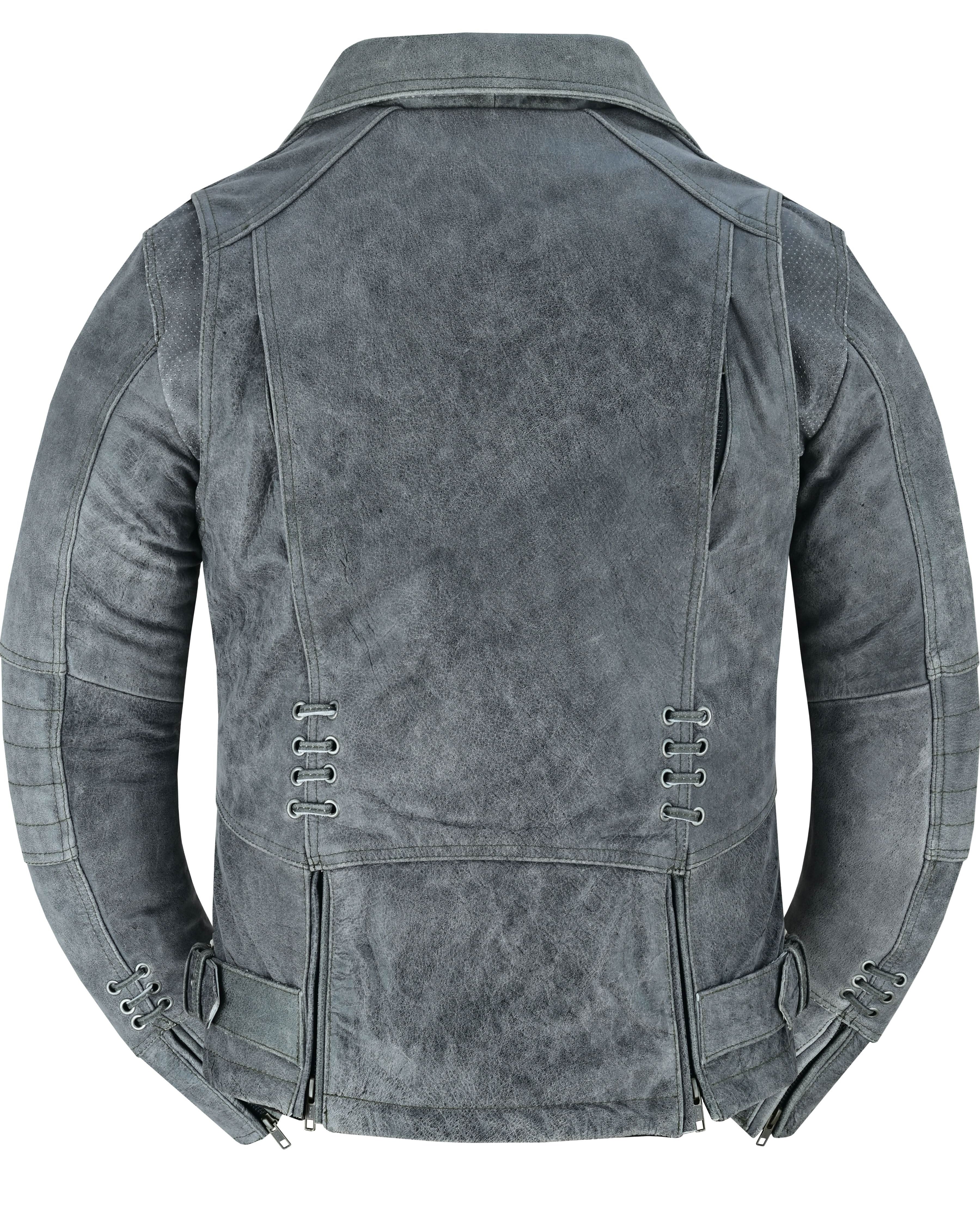 Frost Fury Women's Leather Biker Jacket – Gray Women's Leather Jackets Renegade Classics