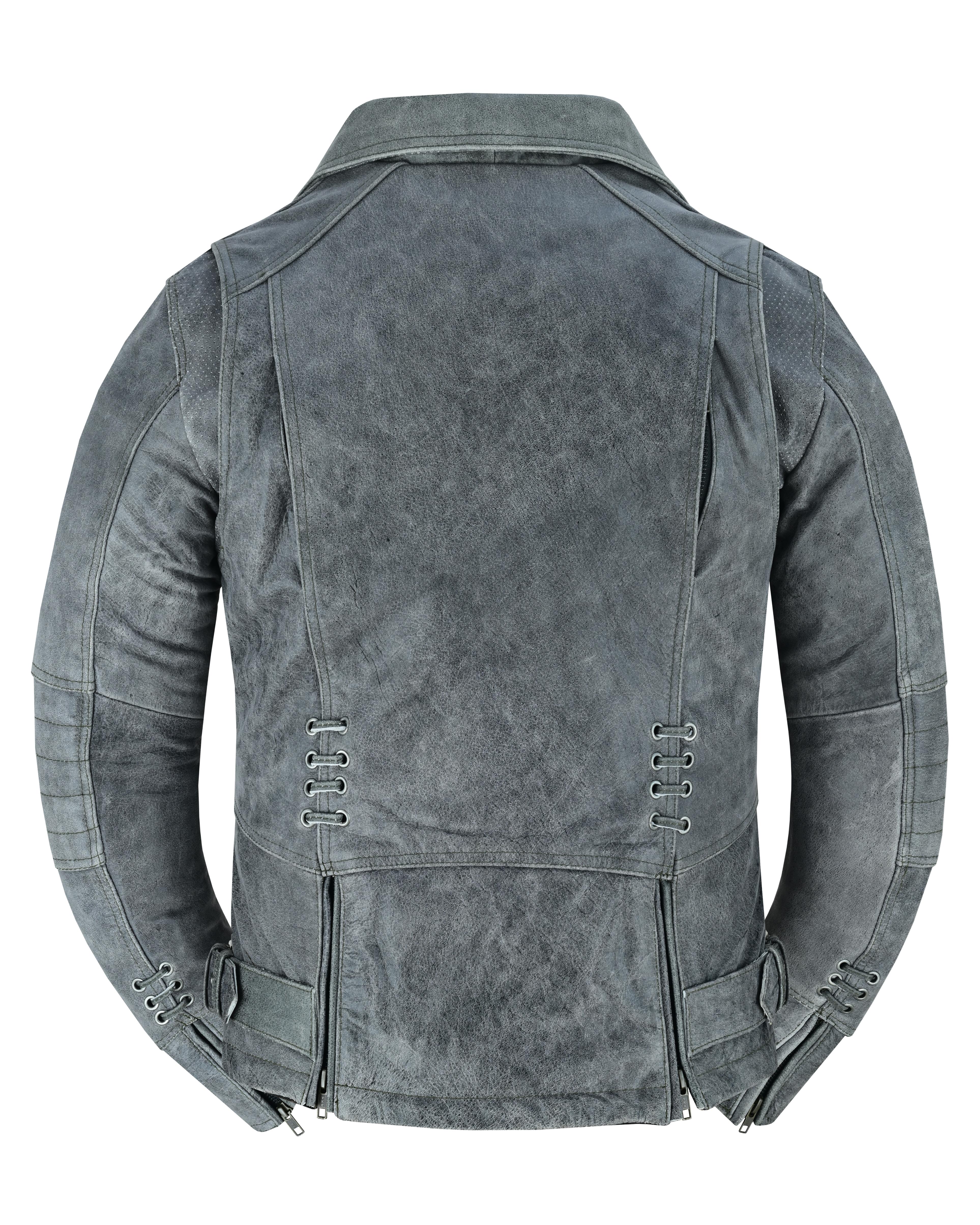 Frost Fury Women's Leather Biker Jacket – Gray Women's Leather Jackets Renegade Classics