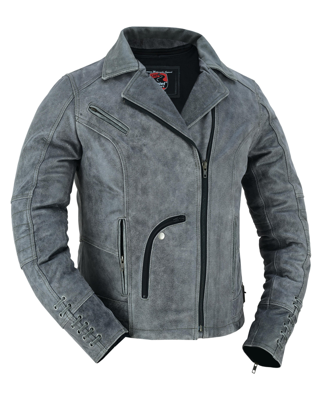 Frost Fury Women's  Leather  Biker Jacket – Gray