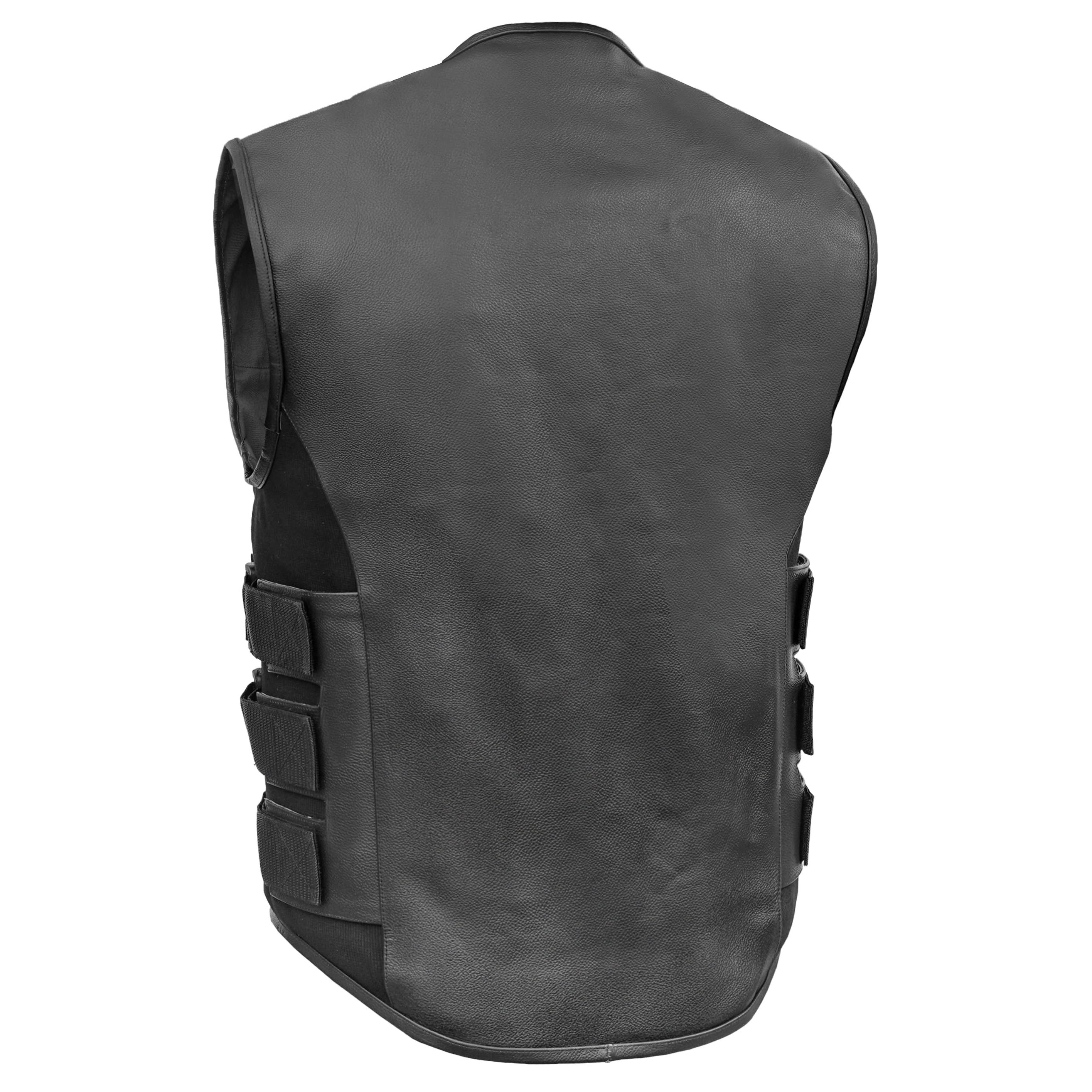Silent Strike Black Leather SWAT Style Motorcycle Vest