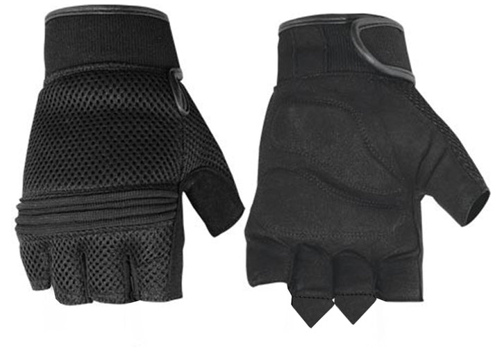 WindRush Men's  Synthetic Leather/ Mesh Fingerless Gloves