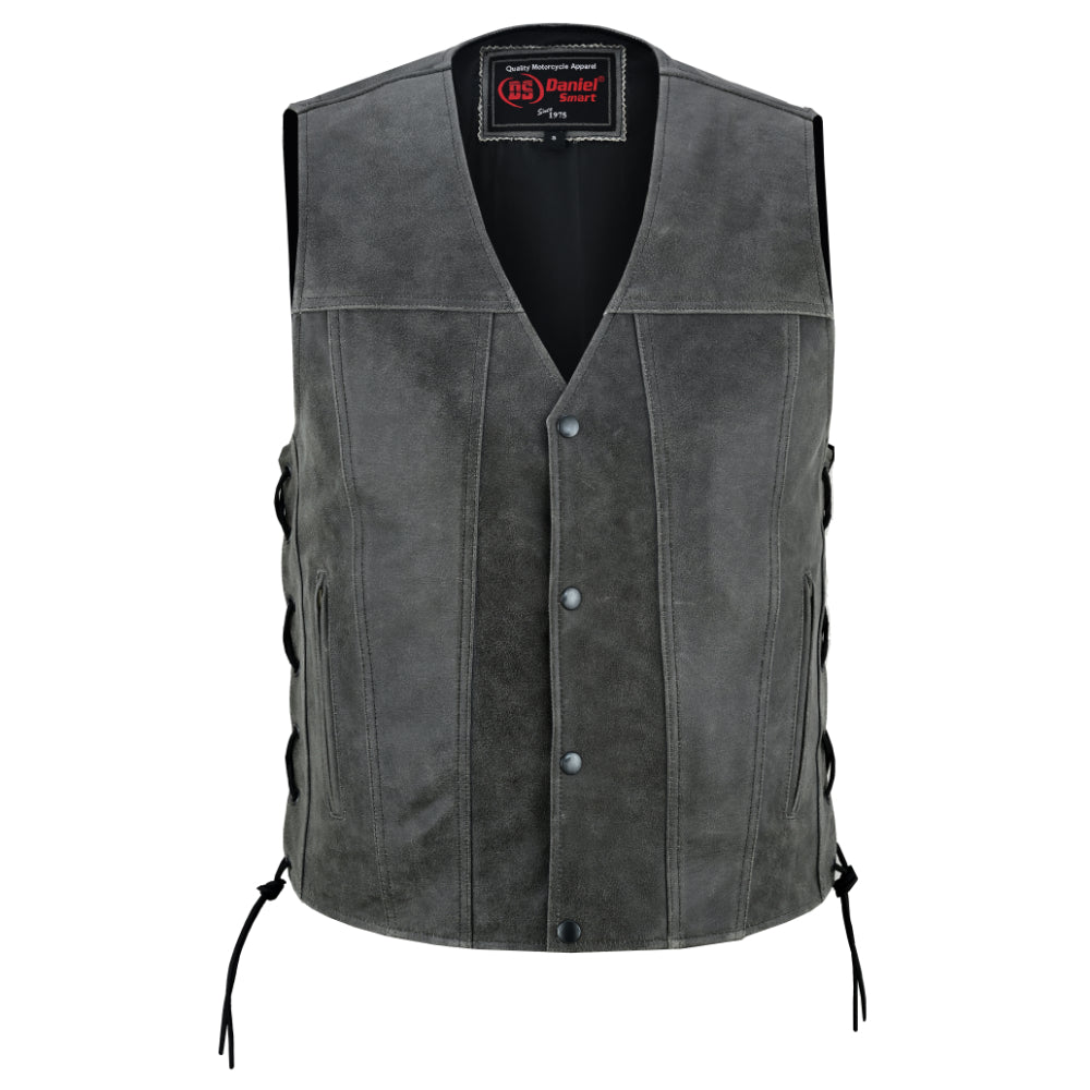 DS Men's Gray Single Back Panel Smart Access Pockets Vest