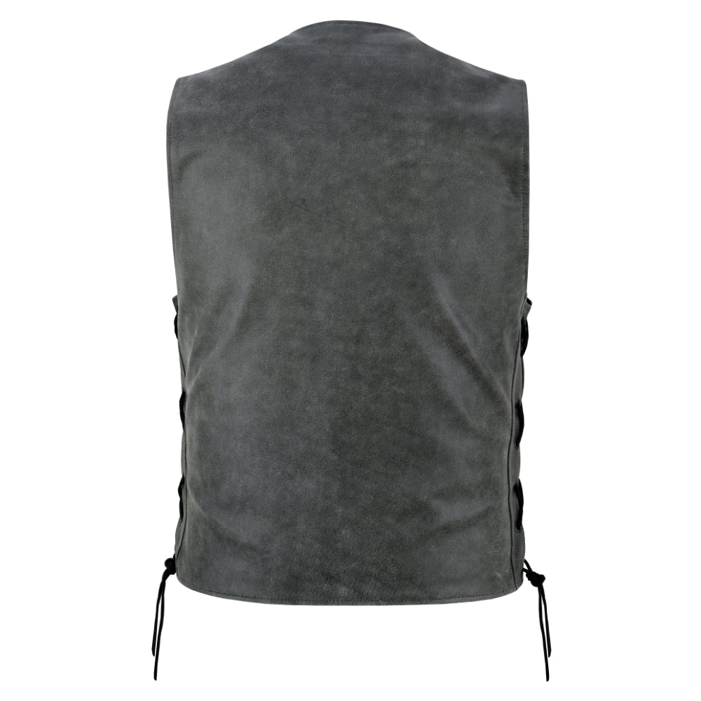 DS Men's Gray Single Back Panel Smart Access Pockets Vest