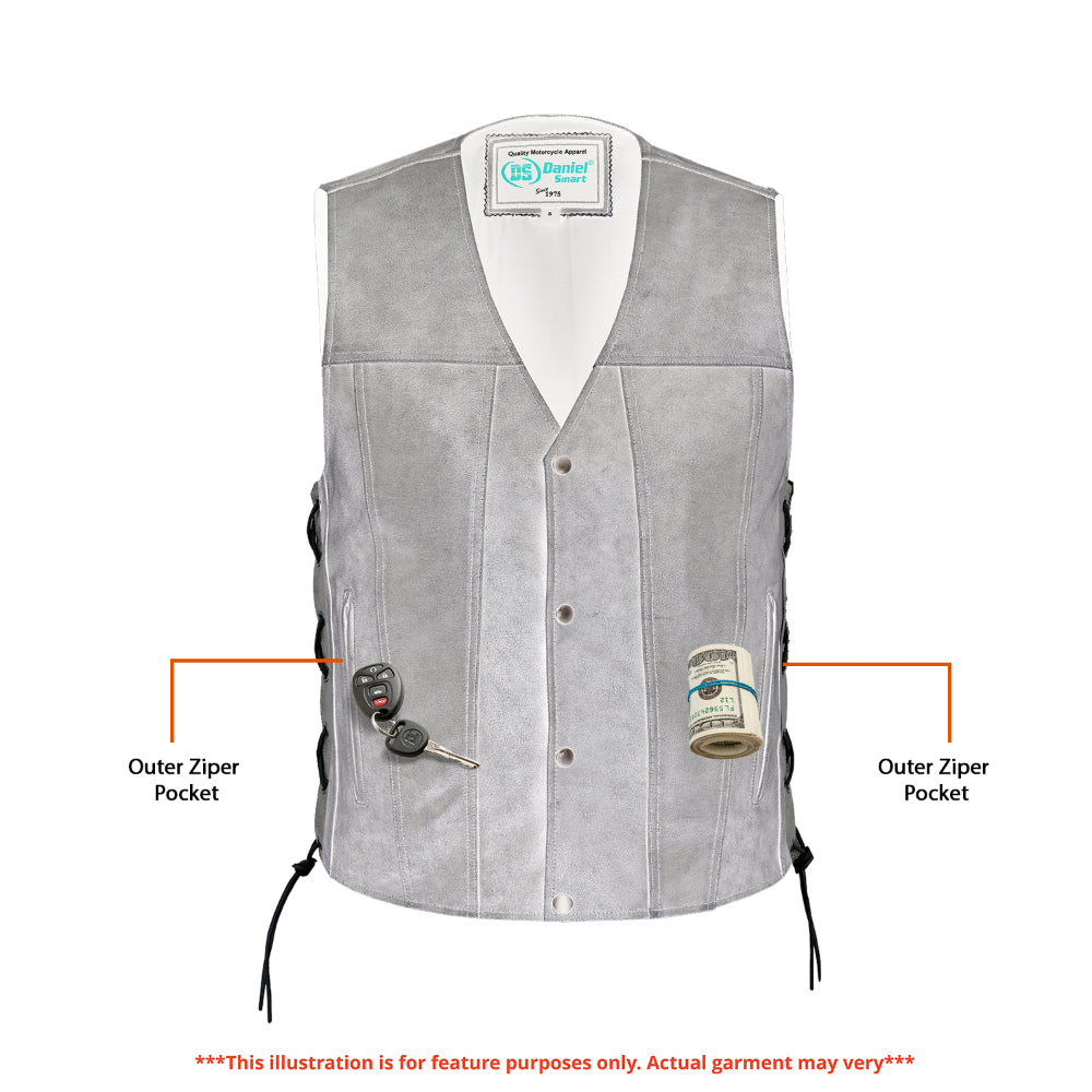 DS Men's Gray Single Back Panel Smart Access Pockets Vest