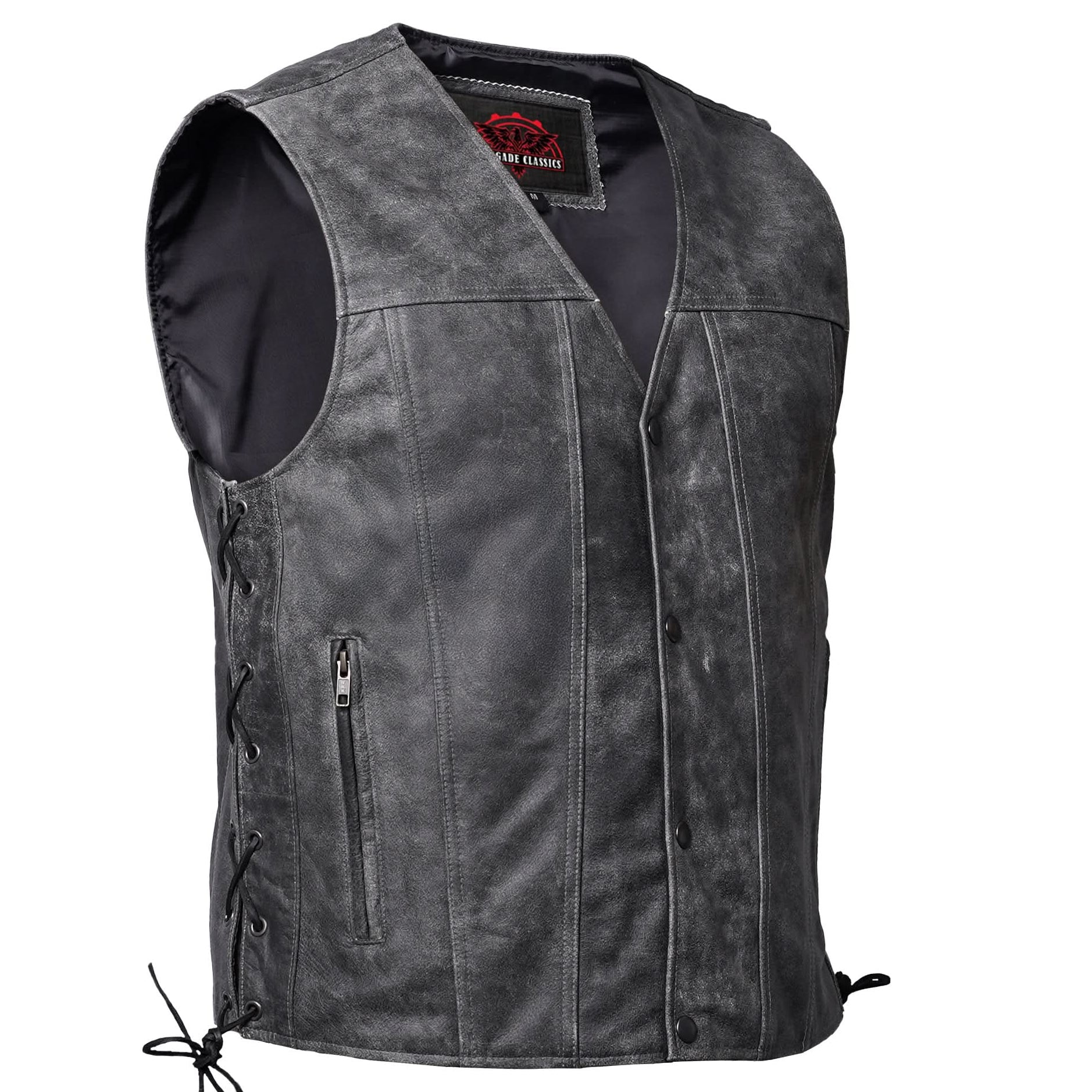 Urban Gray  Biker Leather Vest