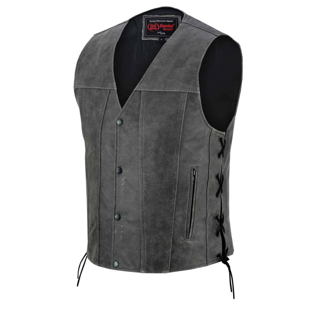 DS Men's Gray Single Back Panel Smart Access Pockets Vest