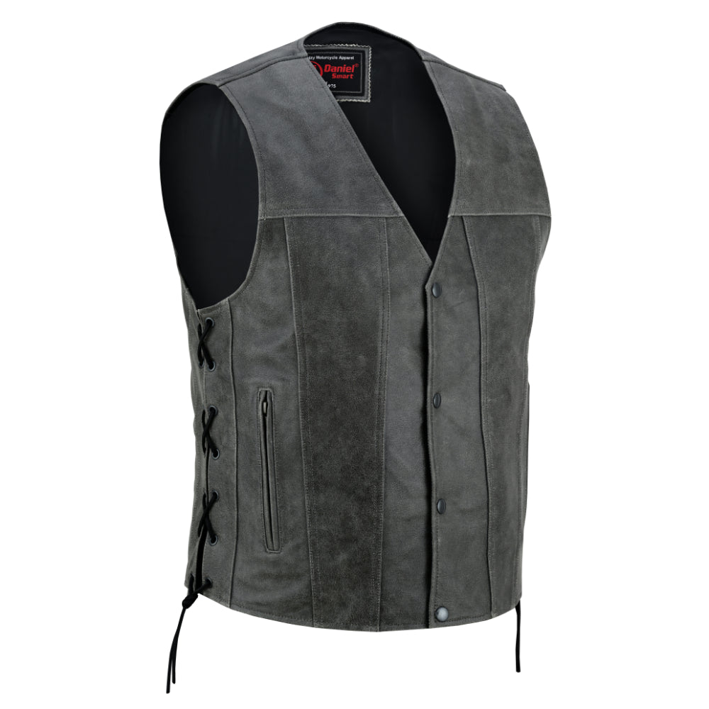 DS Men's Gray Single Back Panel Smart Access Pockets Vest