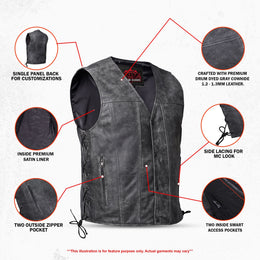 Urban Gray  Biker Leather Vest
