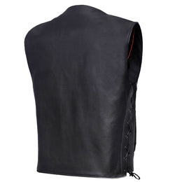 Clubster Men's Black  Motorcycle Leather Vest