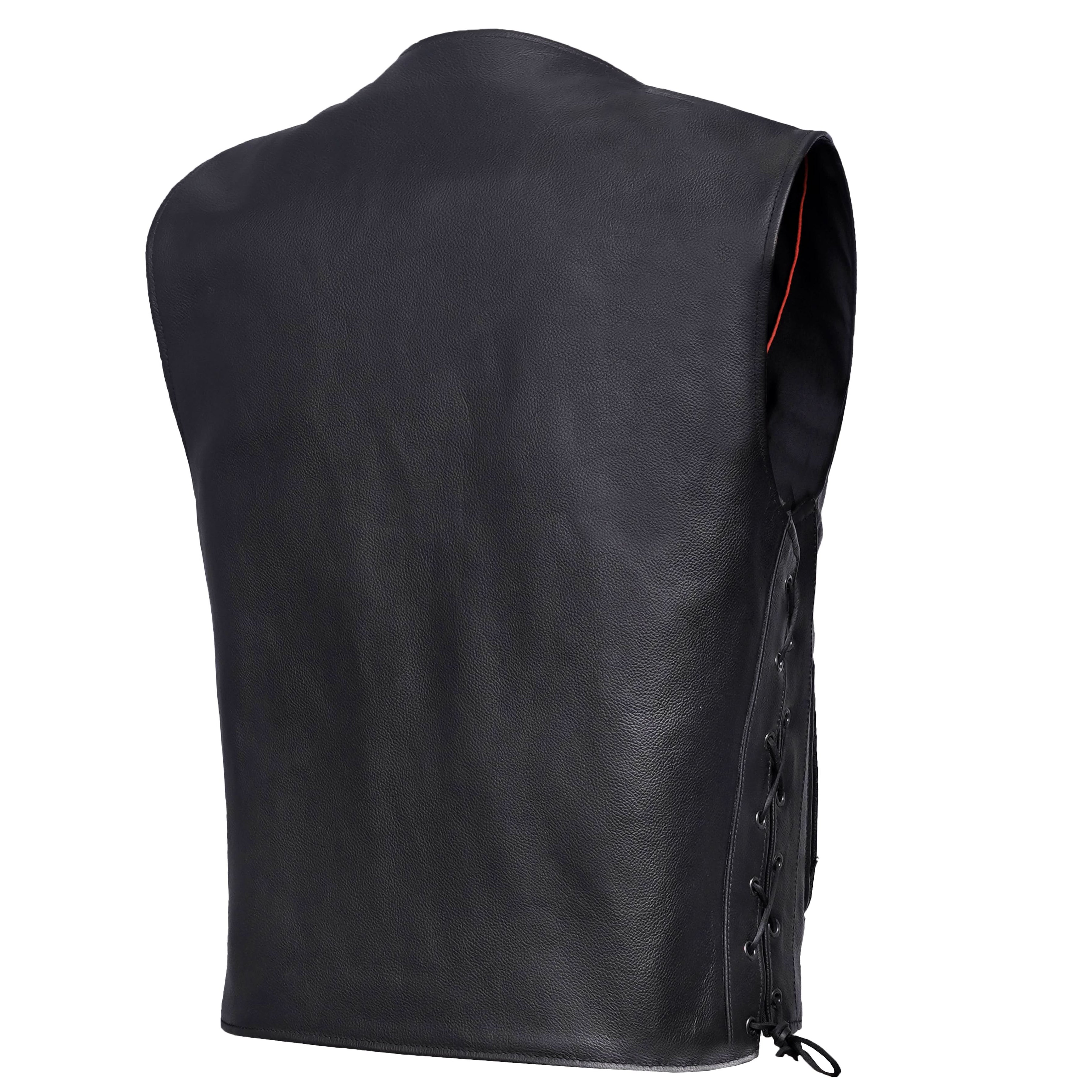 Clubster Men's Black  Motorcycle Leather Vest