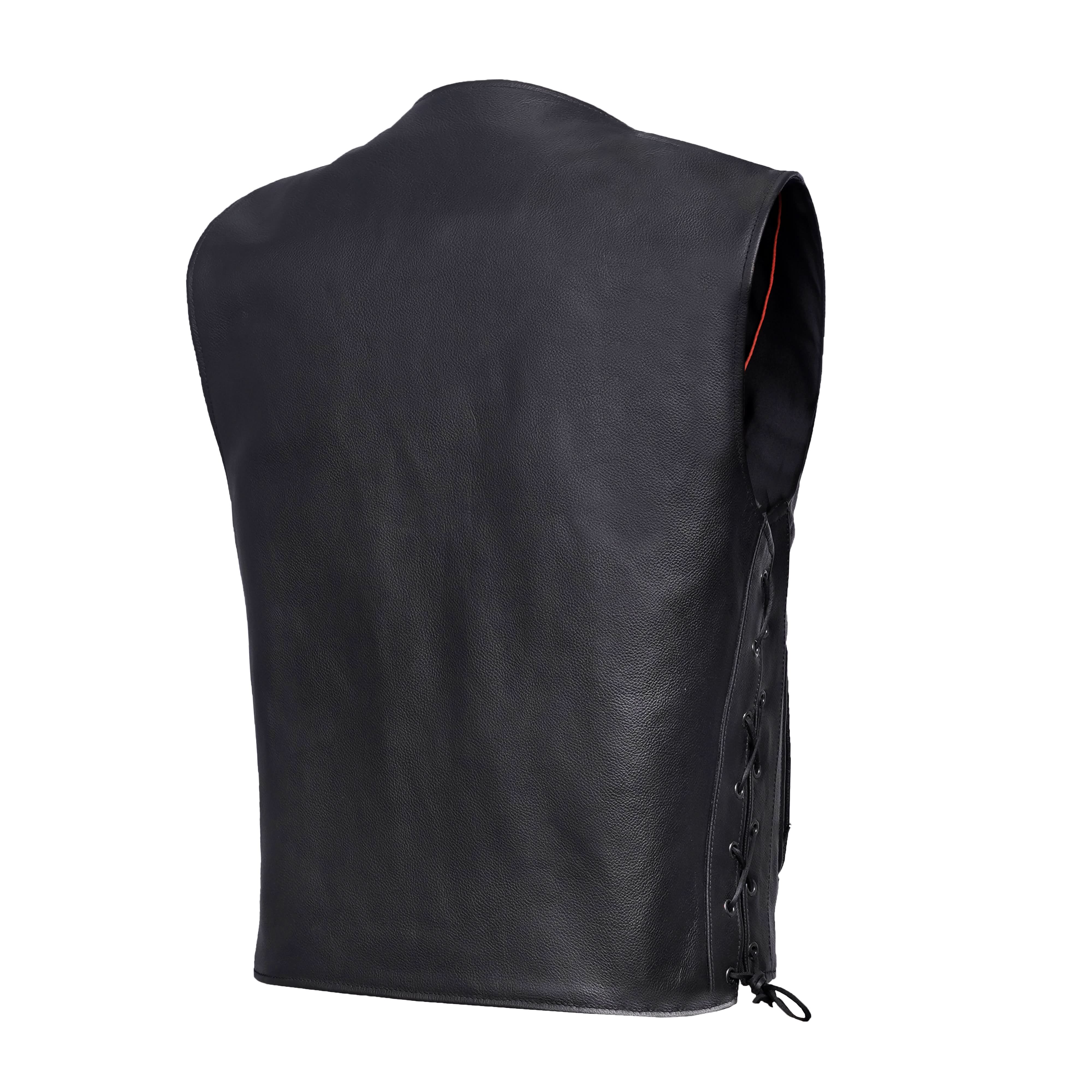 Clubster Men's Black  Motorcycle Leather Vest
