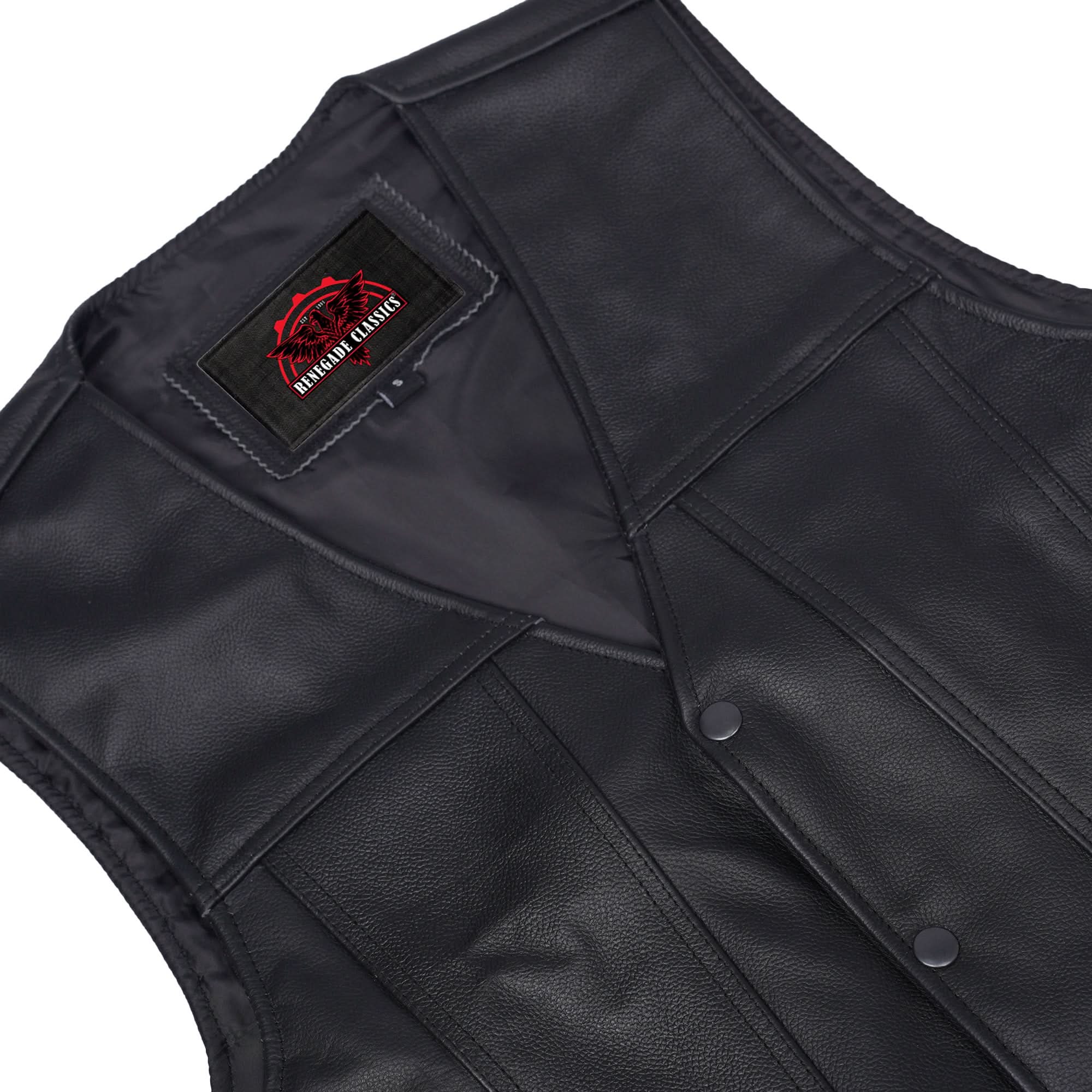 Clubster Men's Black  Motorcycle Leather Vest