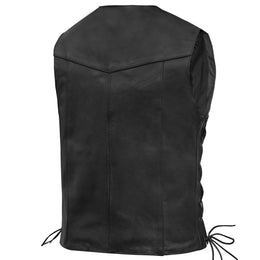 Highway Lace™ Men's Motorcycle Leather Vest - Black