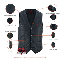 Vestige mens   Black Leather Motorcycle Vest