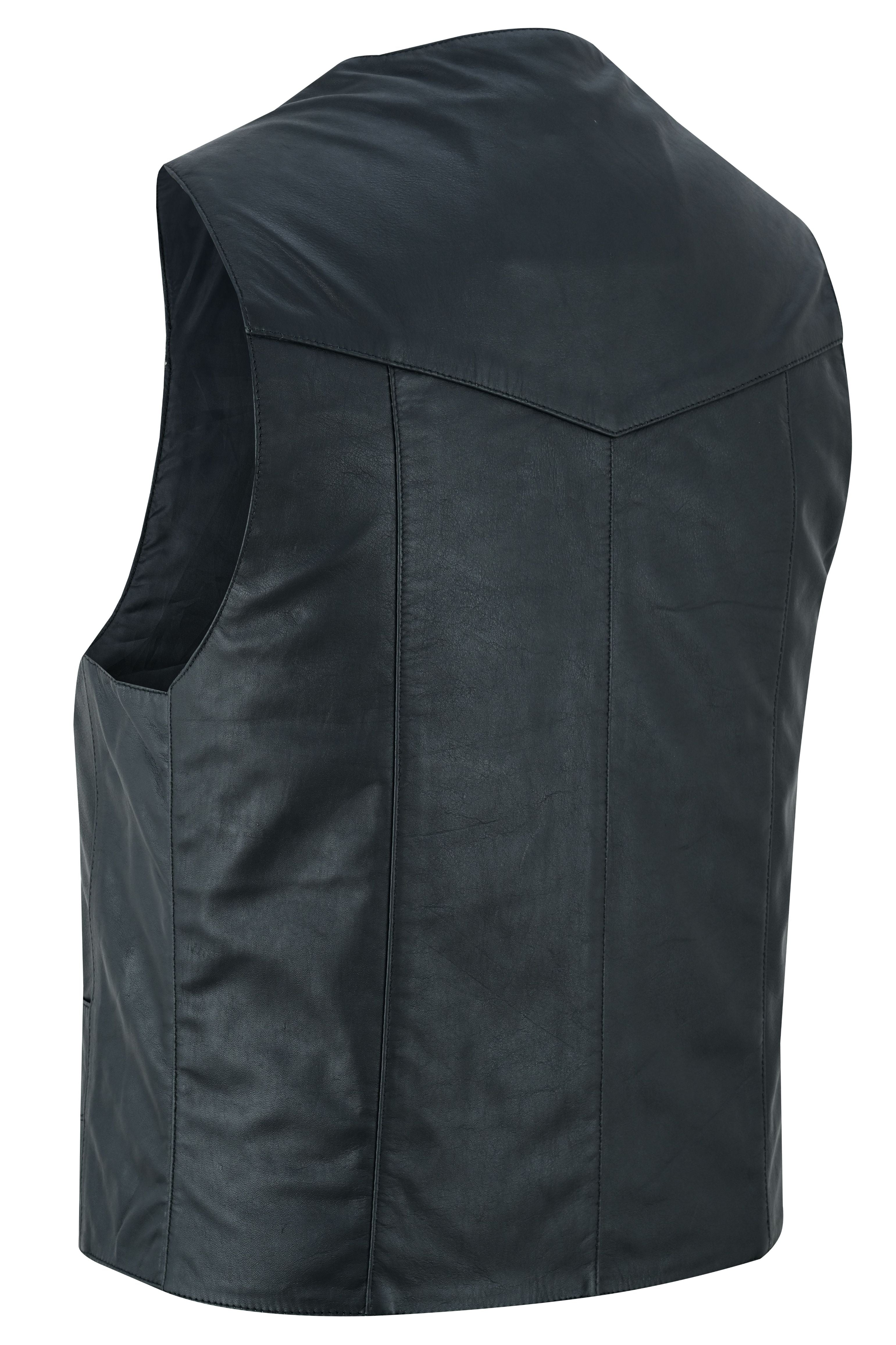 Vestige mens Black Leather Motorcycle Vest Men's Leather Vests Renegade Classics