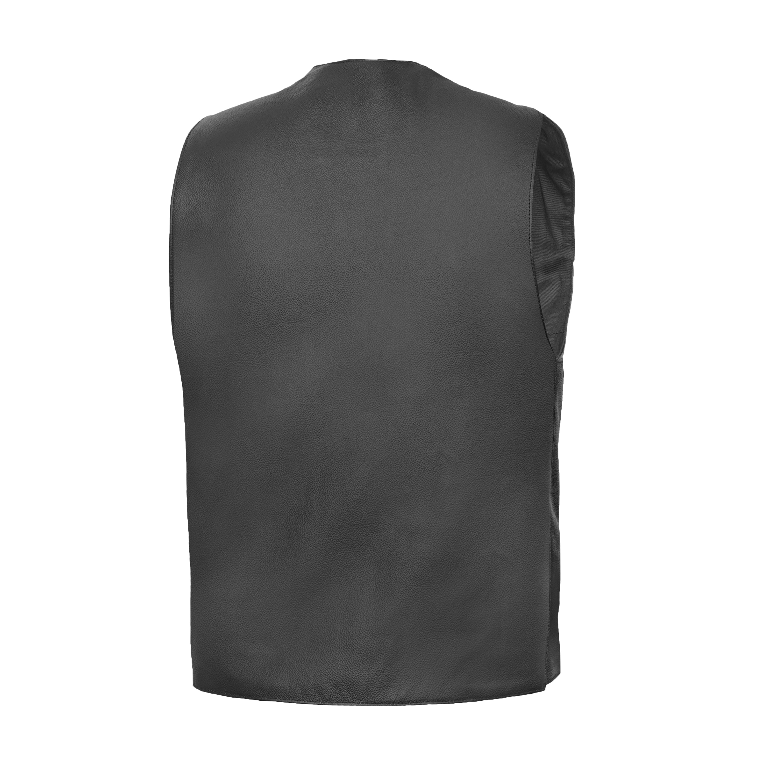 Black Stone Men's  Leather Motorcycle Vest - Black