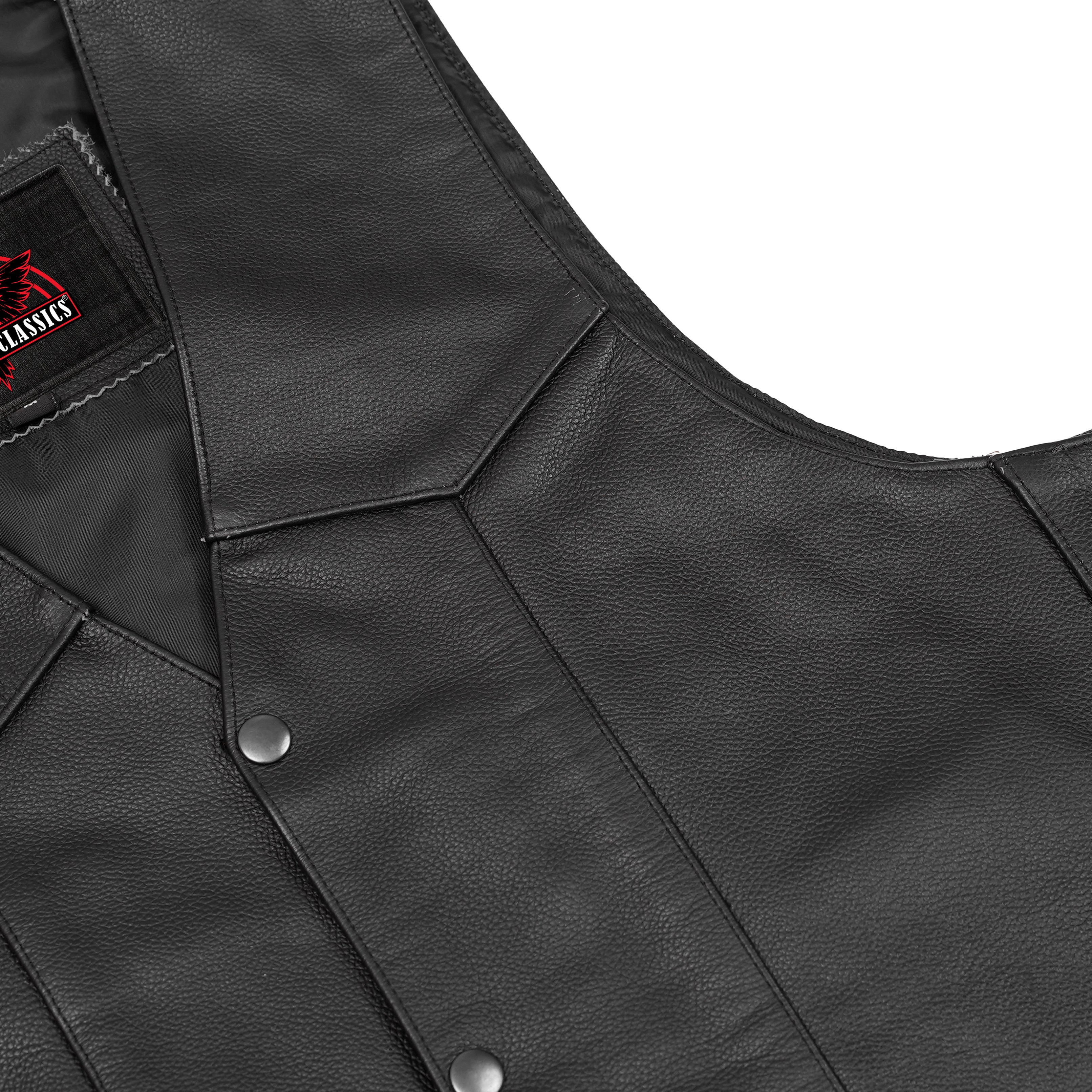 Black Stone Men's  Leather Motorcycle Vest - Black