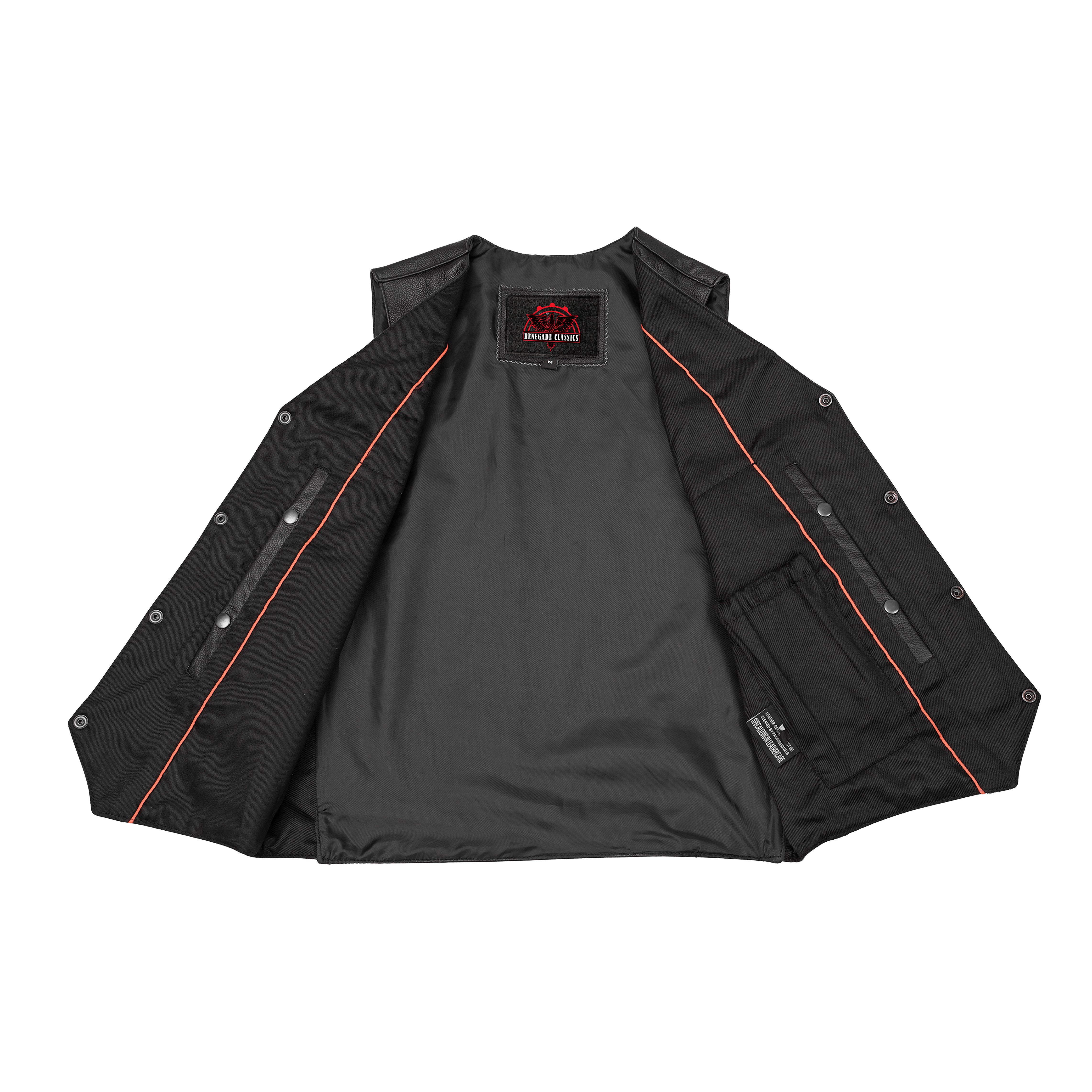 Black Stone Men's  Leather Motorcycle Vest - Black