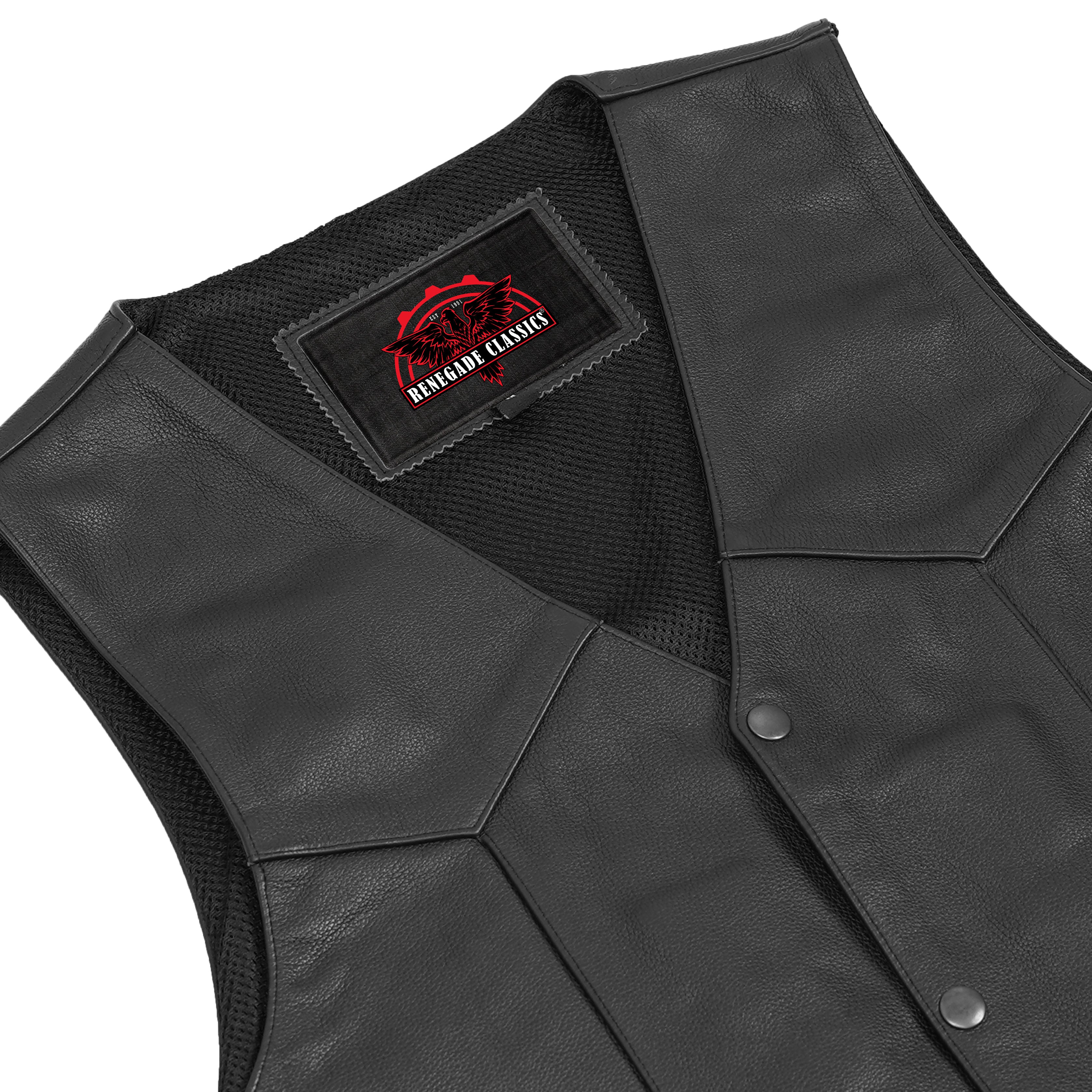 Guild Gold Men's Leather Motorcycle Vest - Black