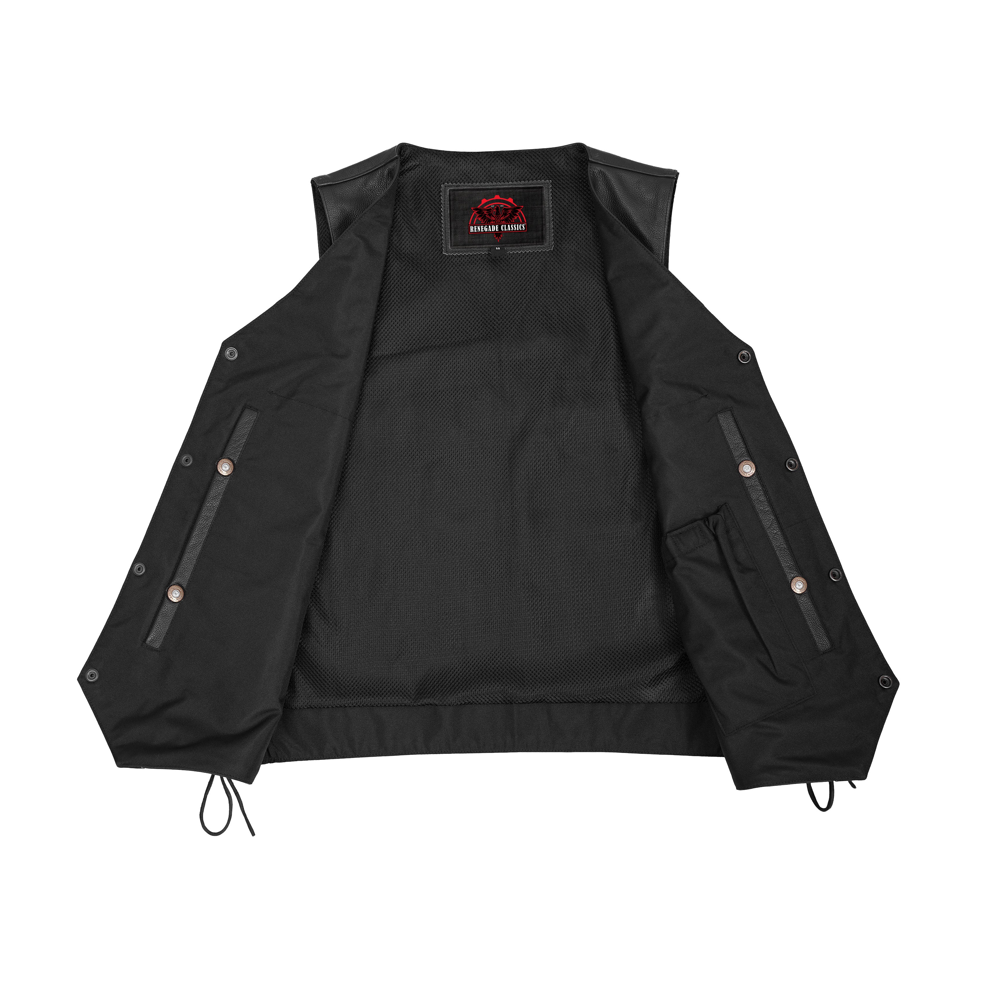 Guild Gold Men's Leather Motorcycle Vest - Black