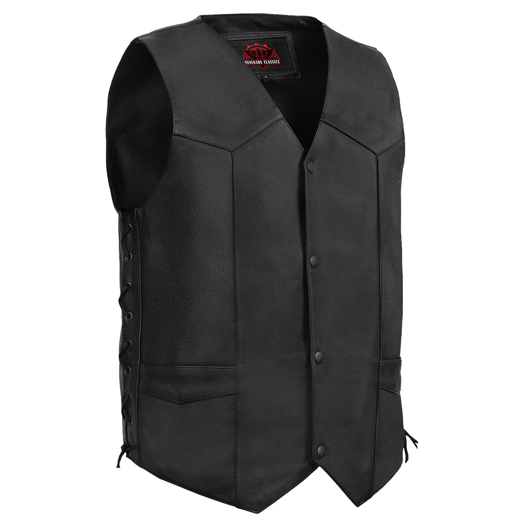 Guild Gold Men's Leather Motorcycle Vest - Black