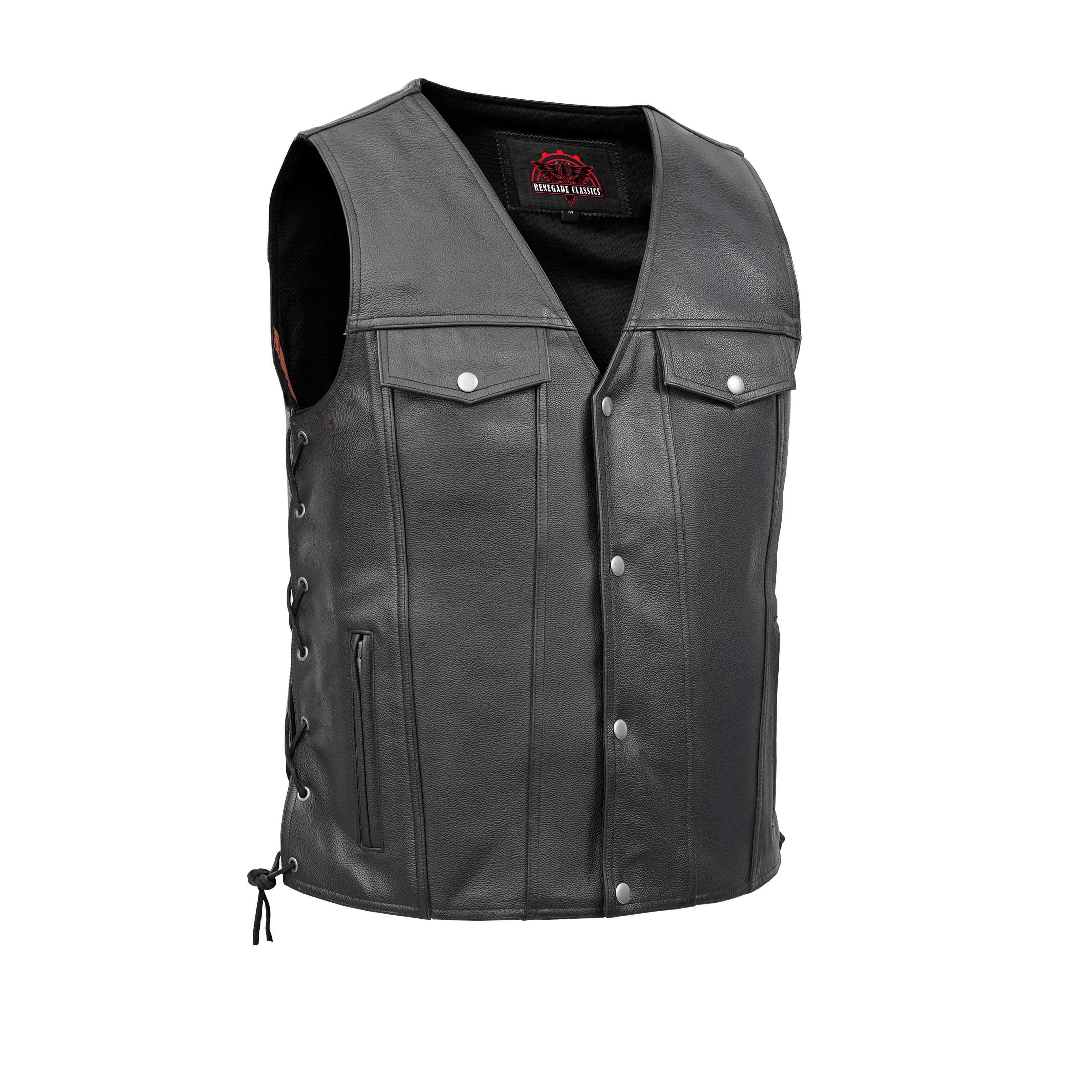 Rocker Men's Black Leather Motorcycle Vest