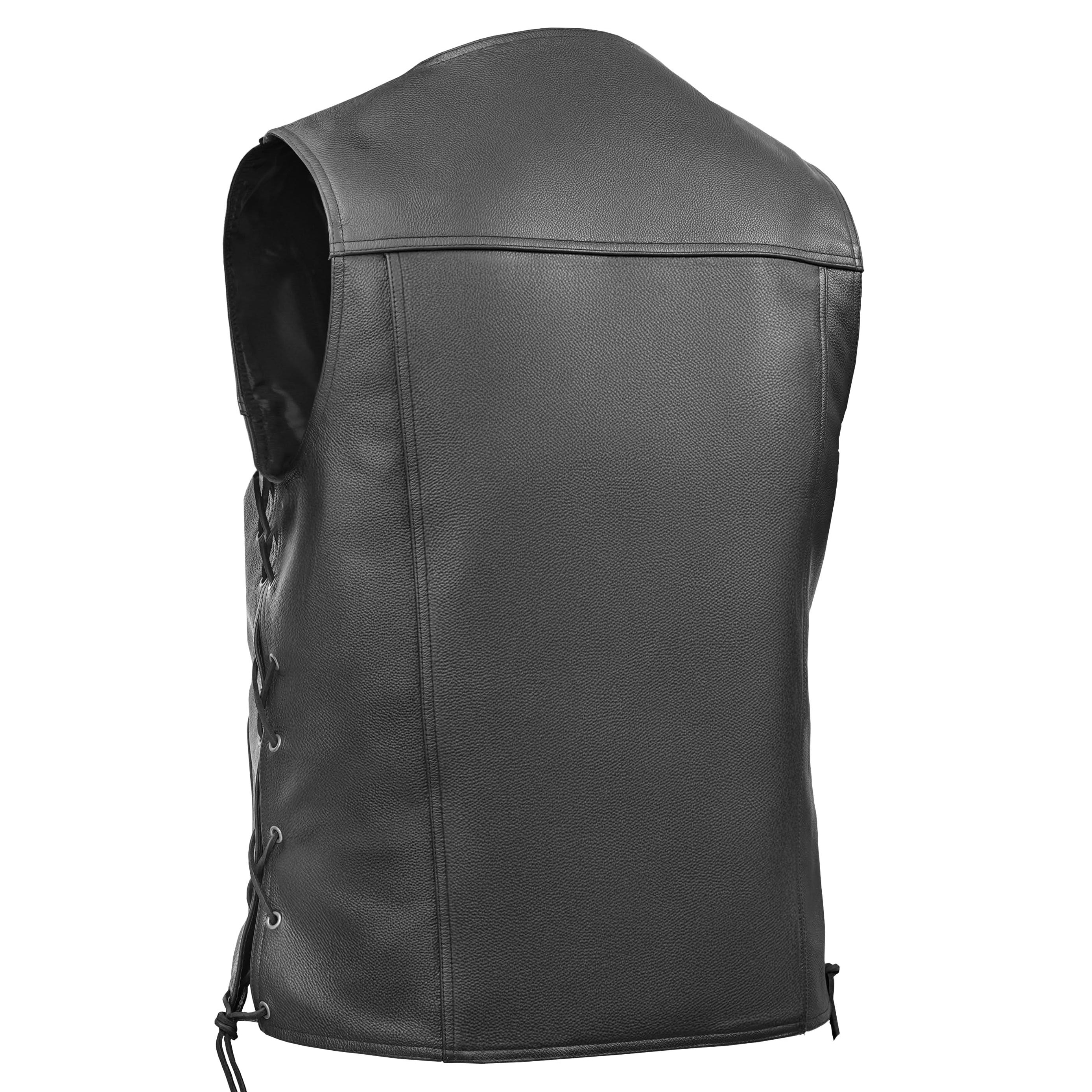 Rocker Men's Black Leather Motorcycle Vest