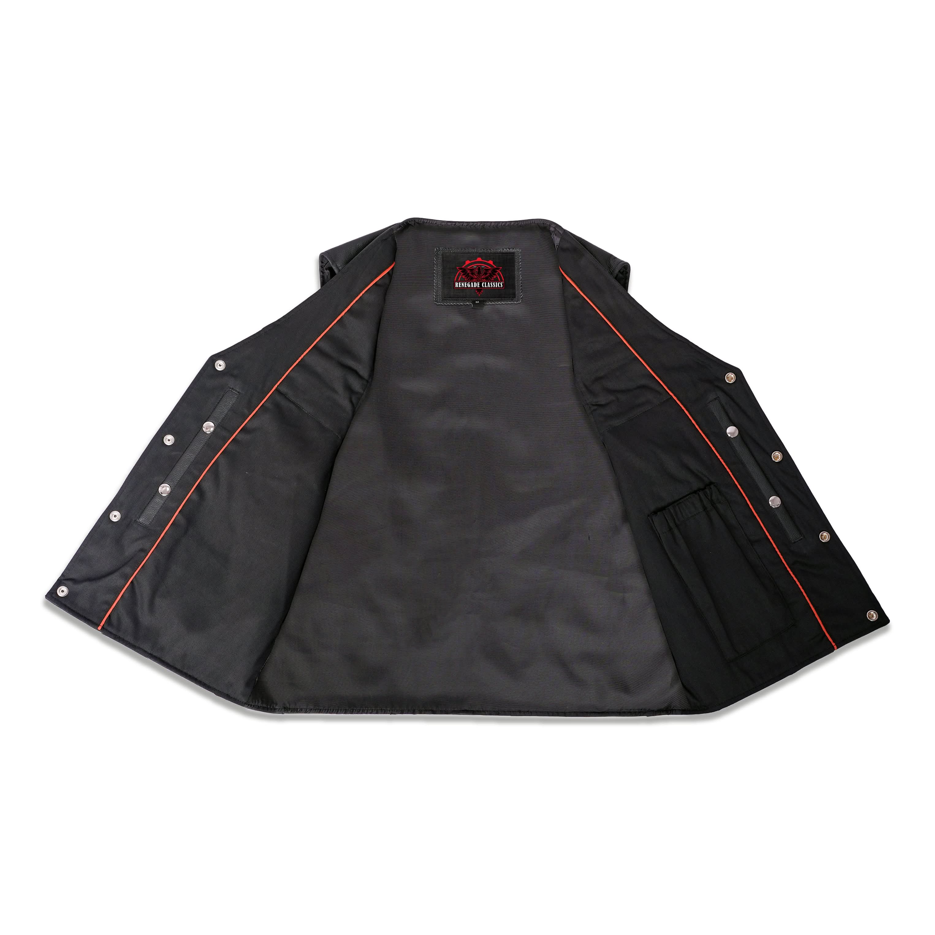 Wild Nickel  Men's  Leather Motorcycle Vest - Black