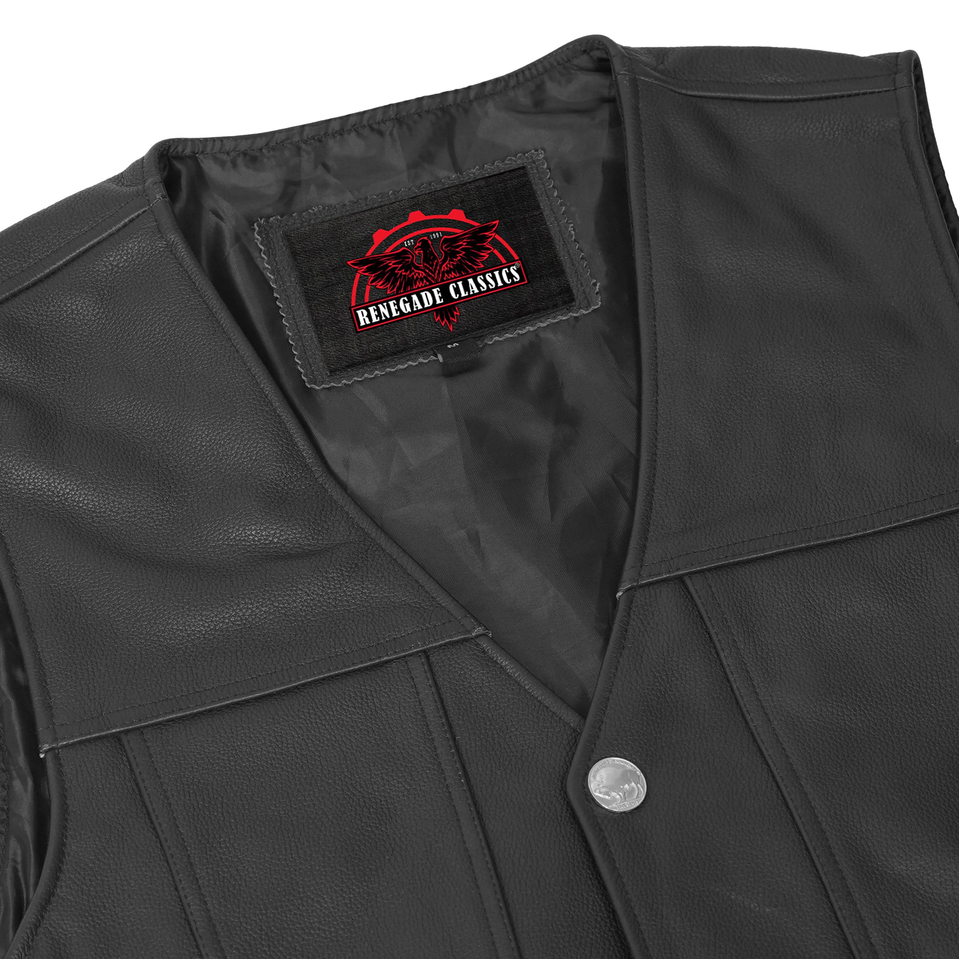 Wild Nickel  Men's  Leather Motorcycle Vest - Black