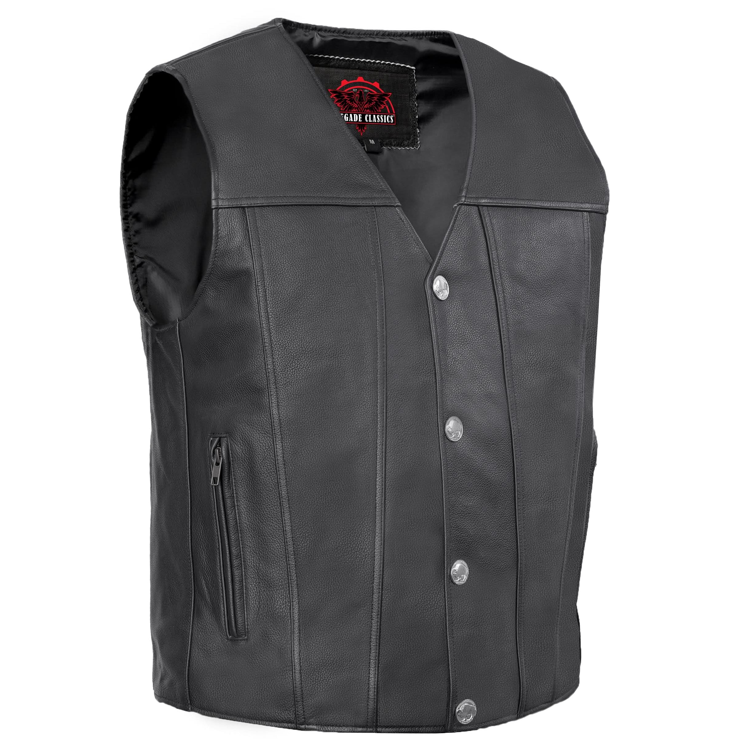Wild Nickel  Men's  Leather Motorcycle Vest - Black