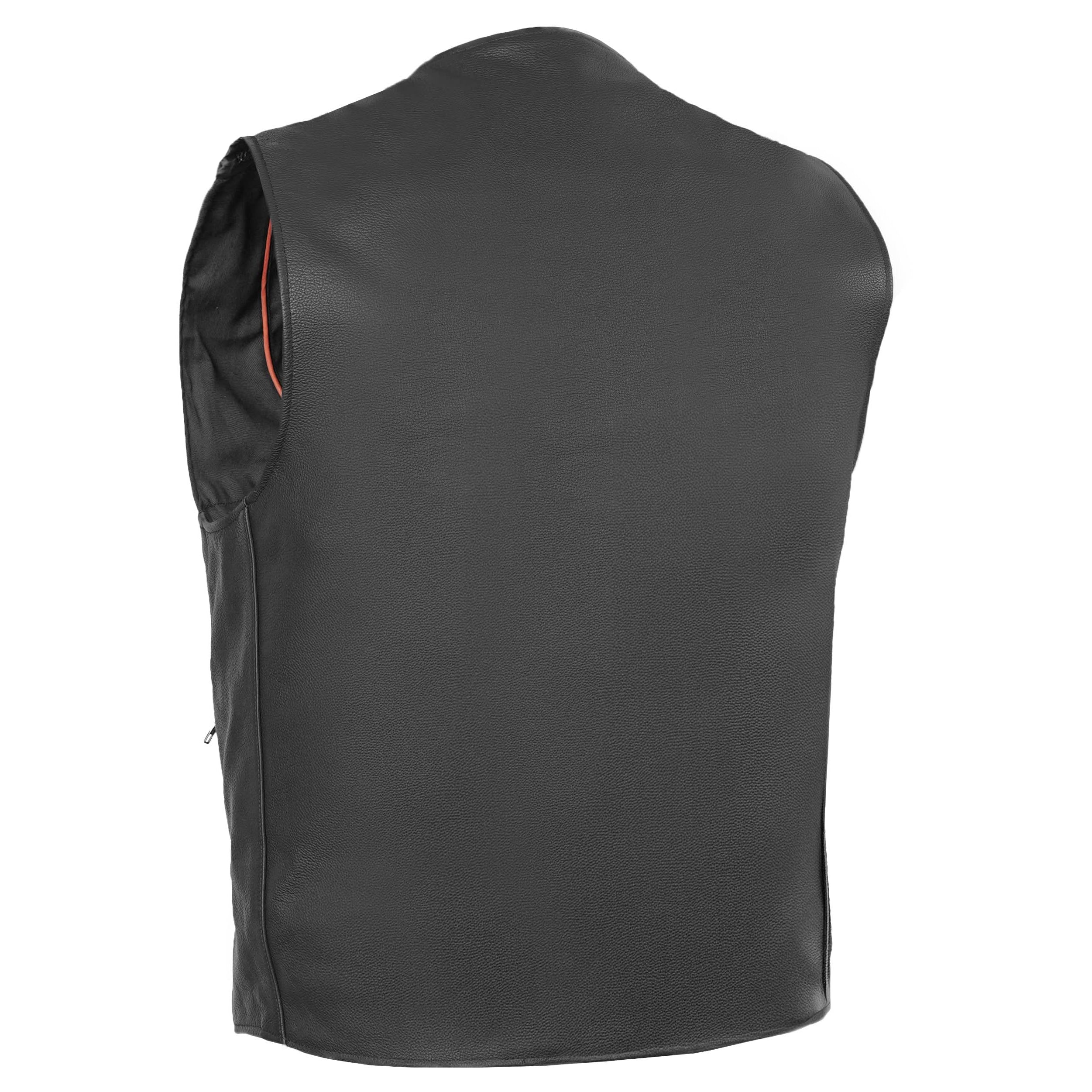Wild Nickel  Men's  Leather Motorcycle Vest - Black