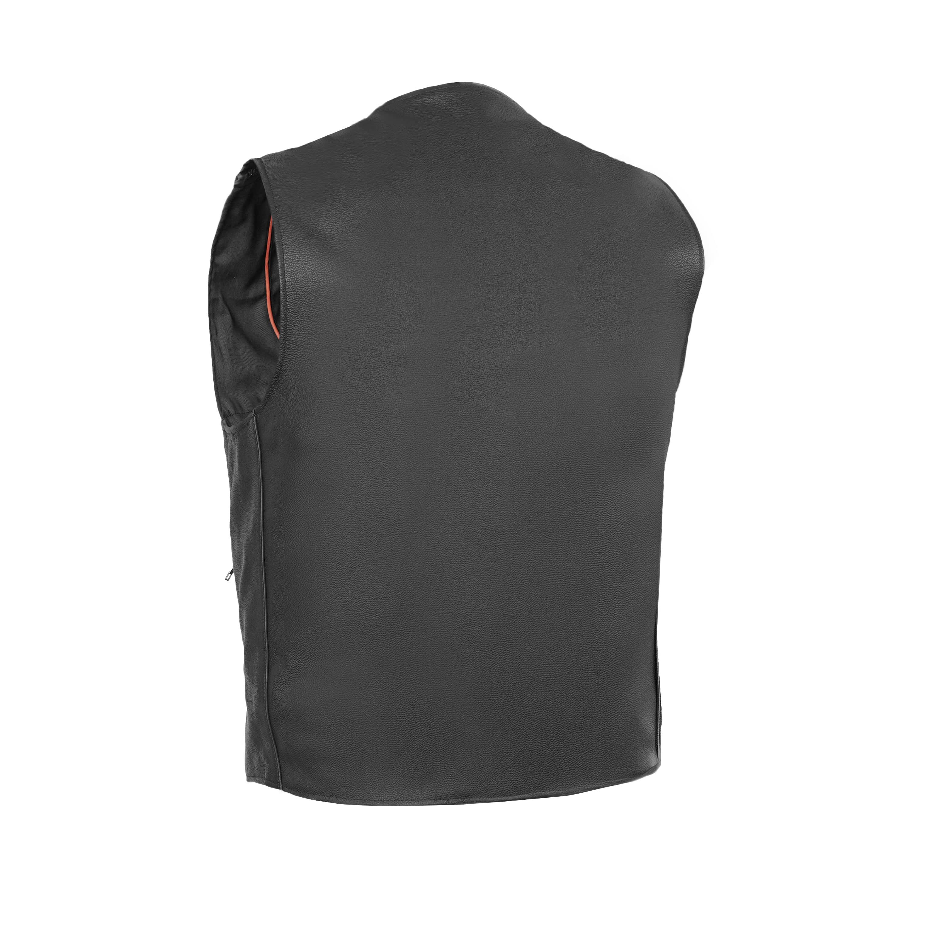 Wild Nickel  Men's  Leather Motorcycle Vest - Black