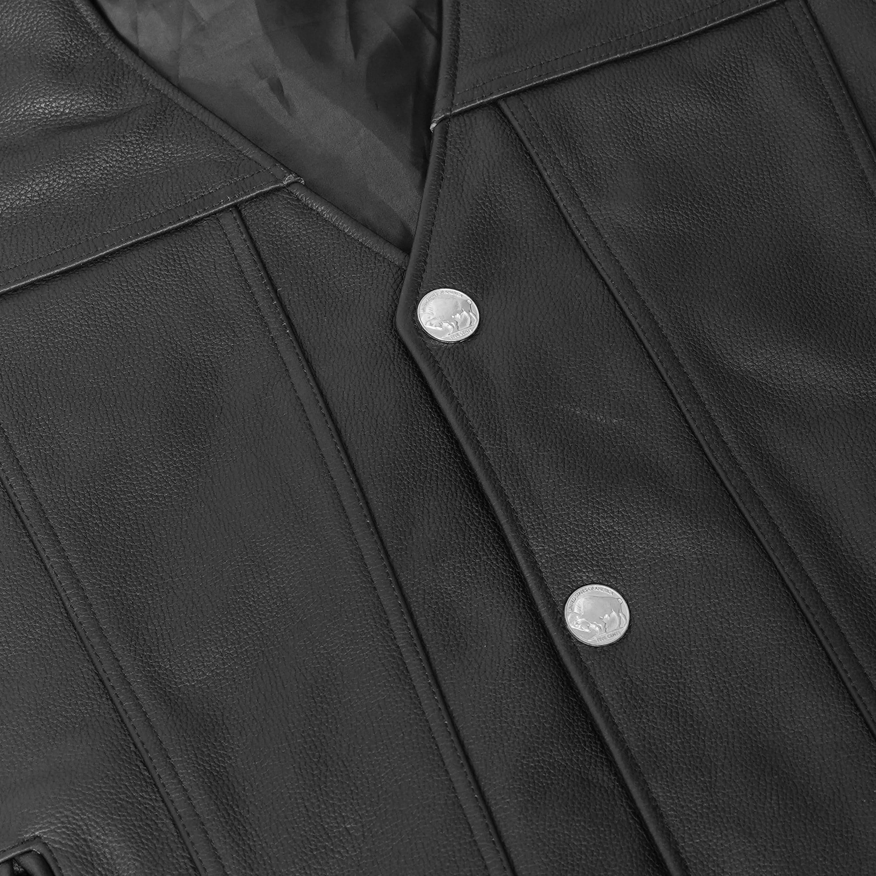 Wild Nickel  Men's  Leather Motorcycle Vest - Black