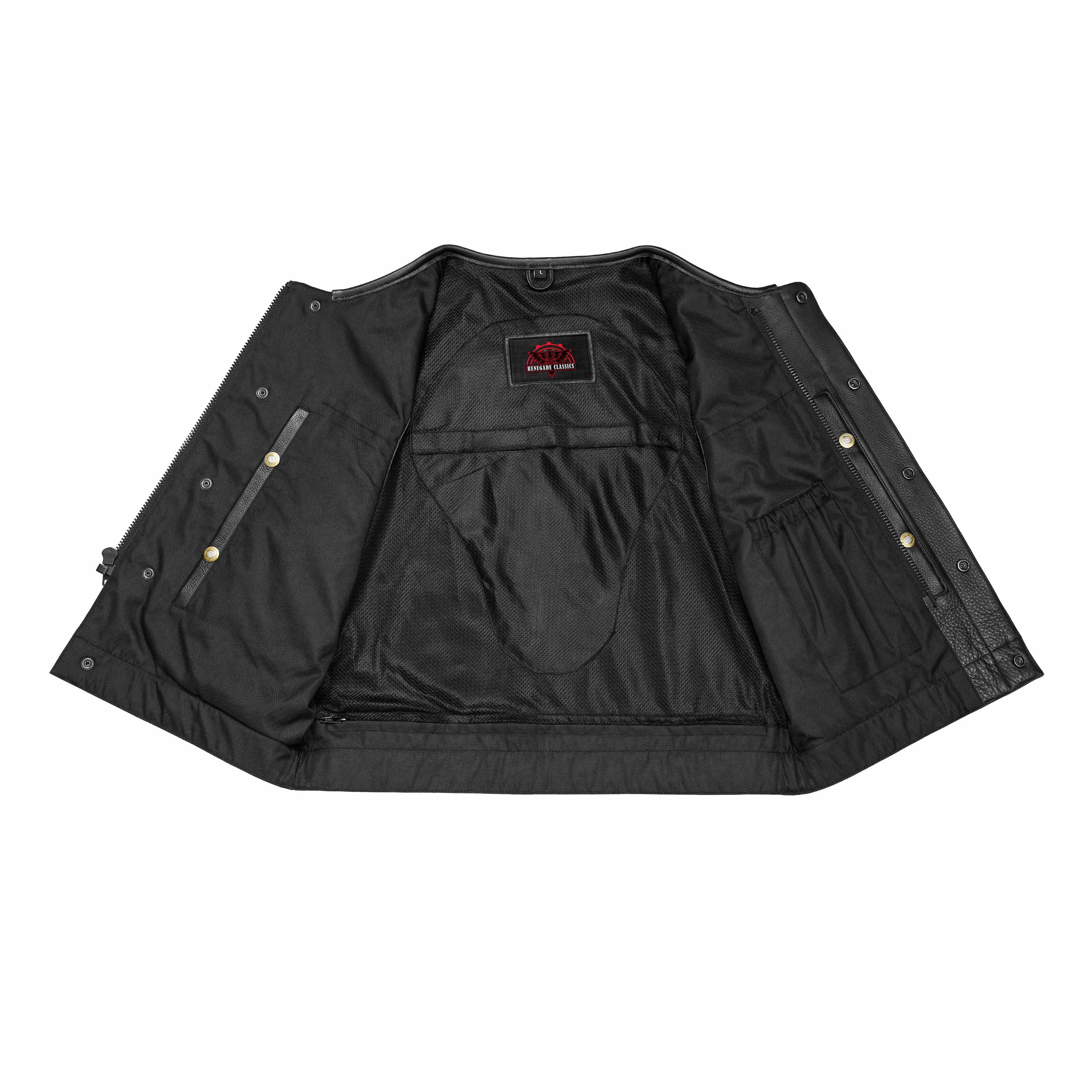 Target Men's Leather Motorcycle Vest – Black