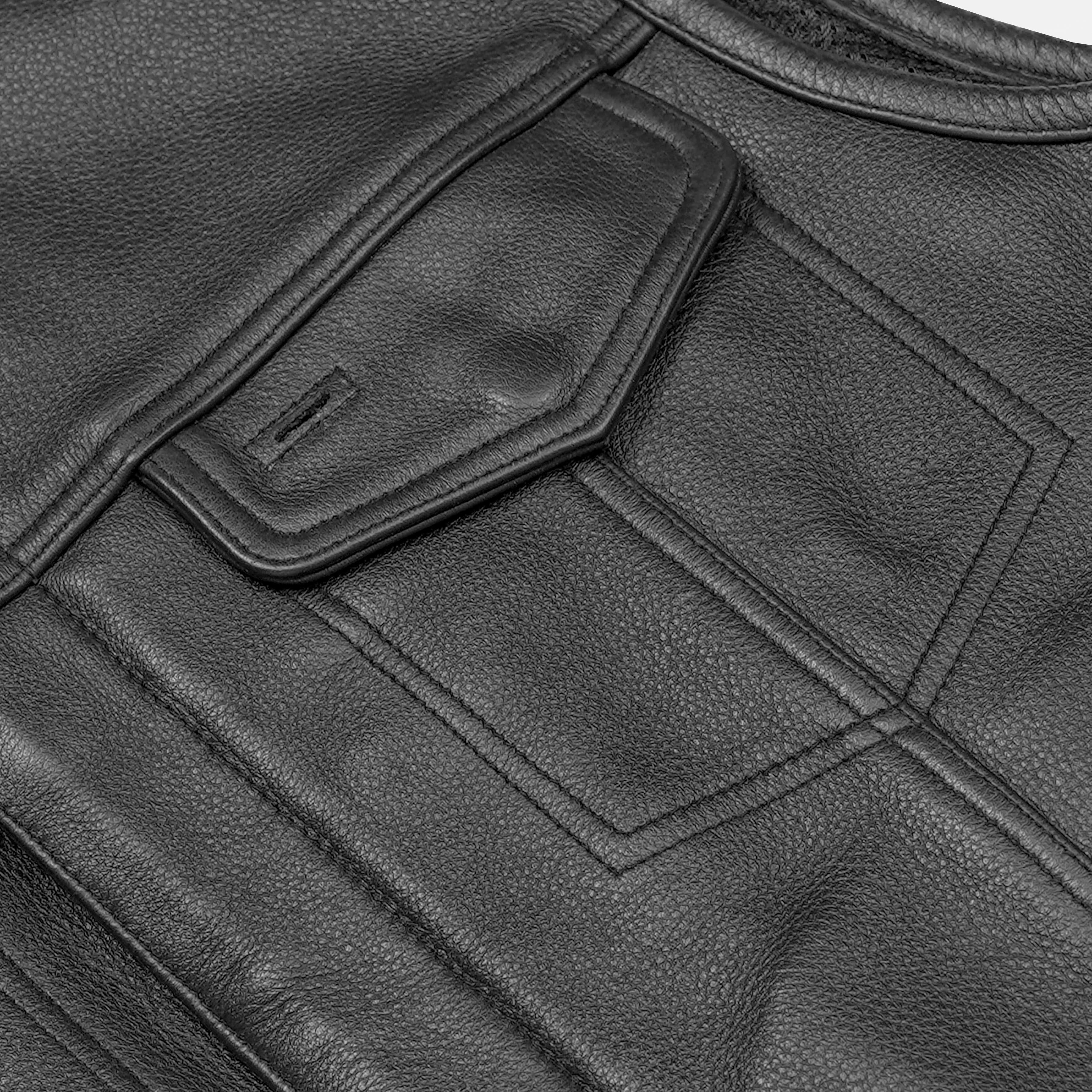 Target Men's Leather Motorcycle Vest – Black