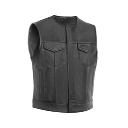 Target Men's Leather Motorcycle Vest – Black