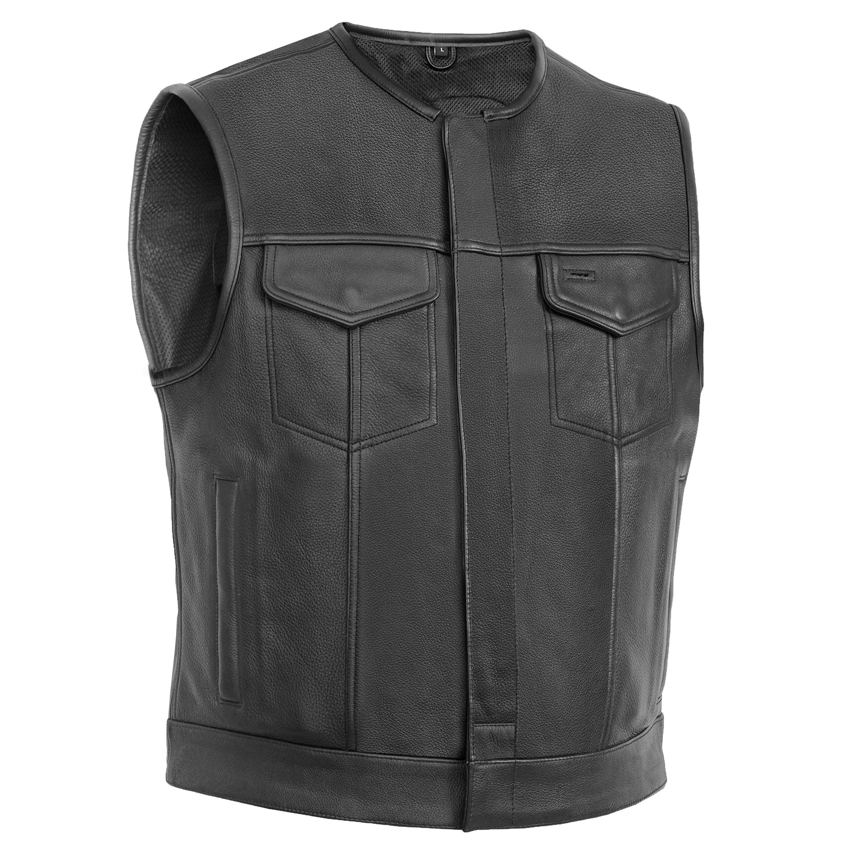Target Men's Leather Motorcycle Vest – Black