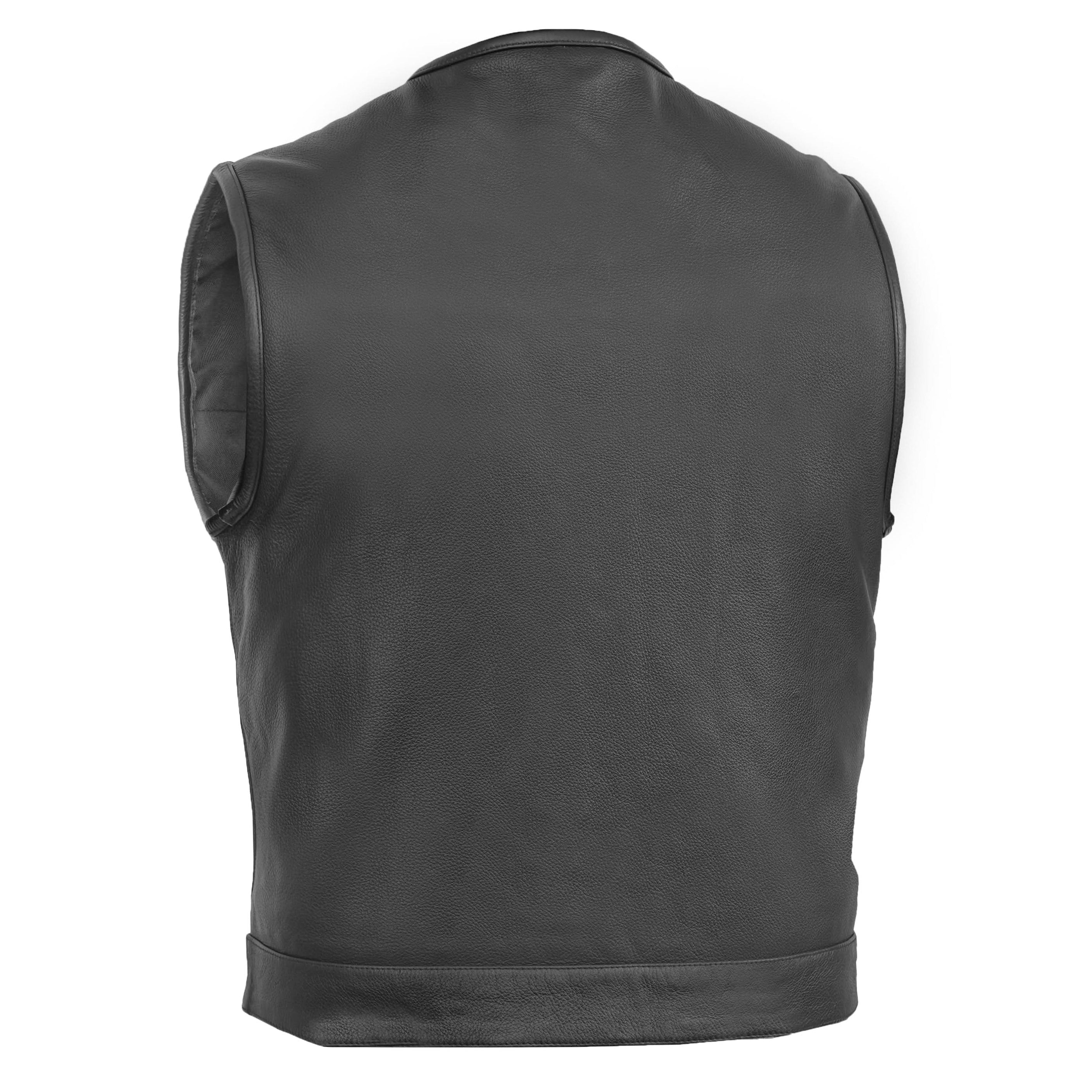 Target Men's Leather Motorcycle Vest – Black