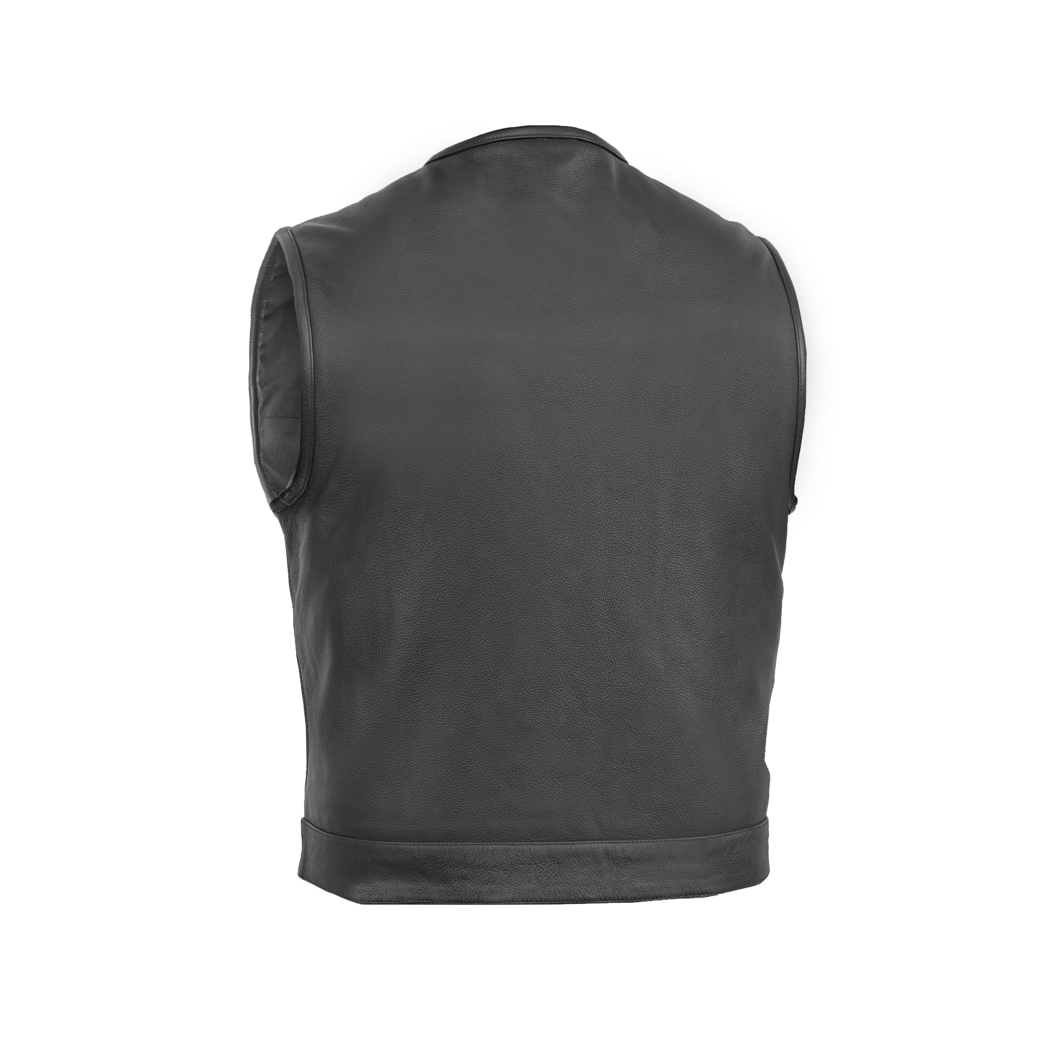 Target Men's Leather Motorcycle Vest – Black