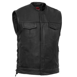 BlackArmor Men's  Black motorcycle Leather Vest