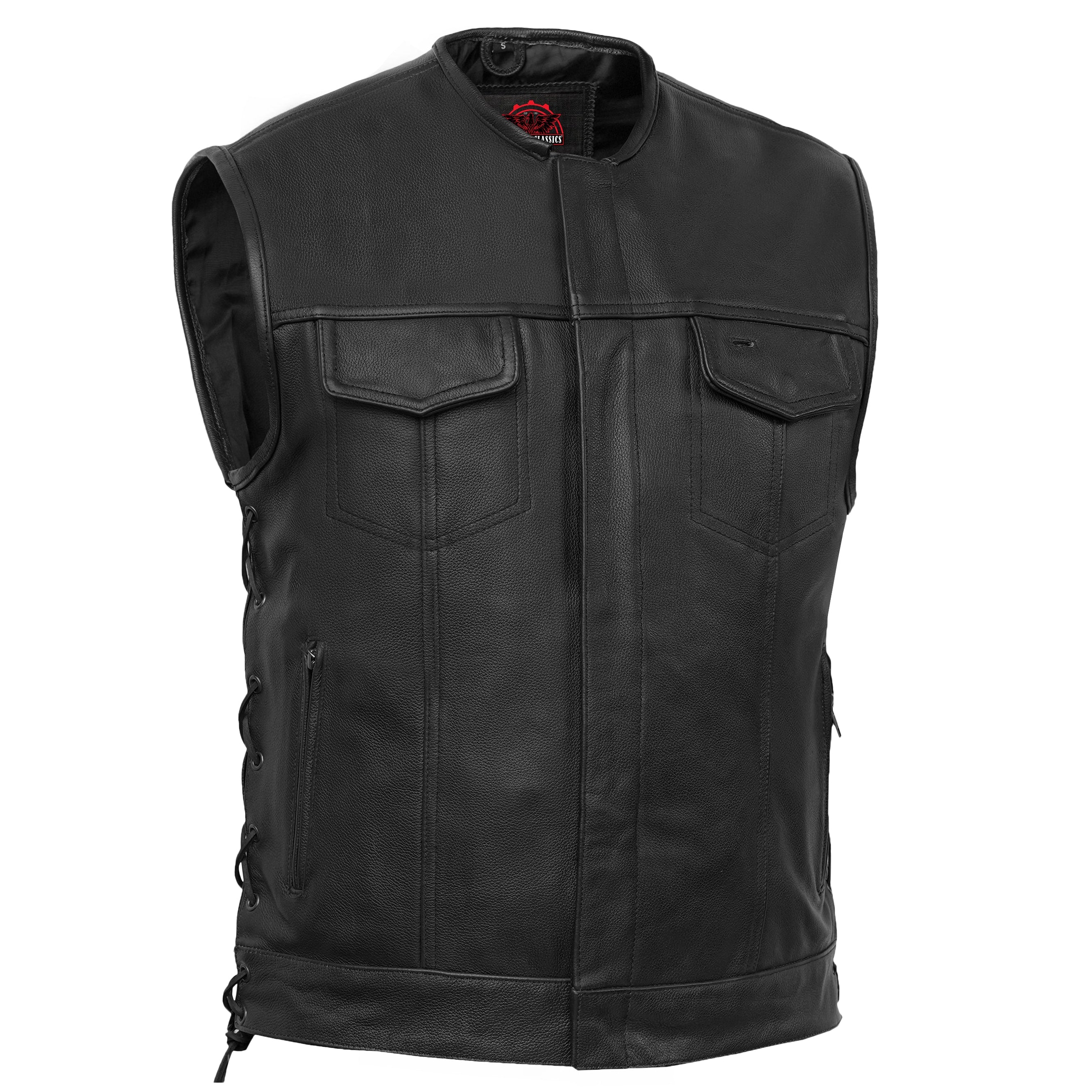 BlackArmor Men's  Black motorcycle Leather Vest