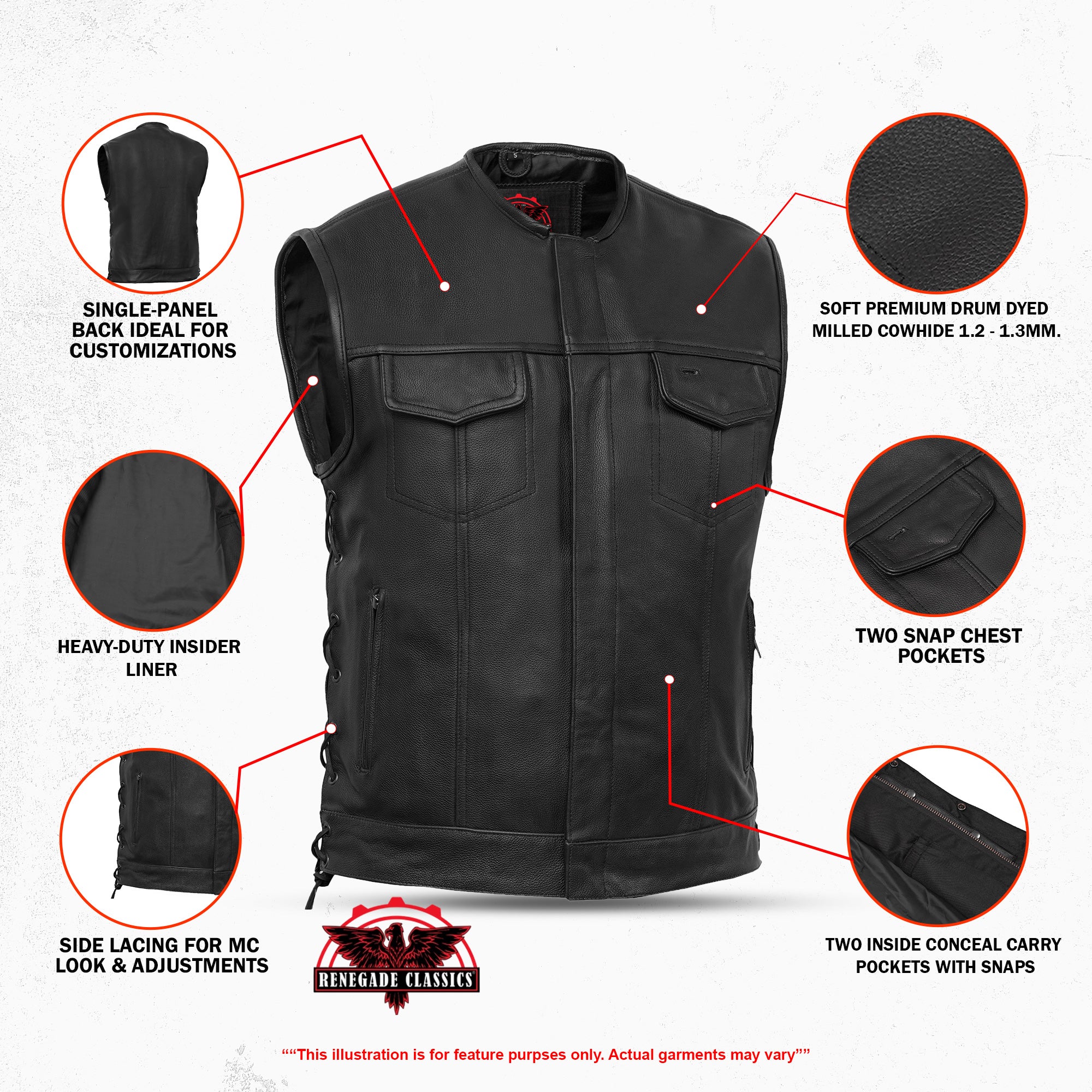 BlackArmor Men's  Black motorcycle Leather Vest