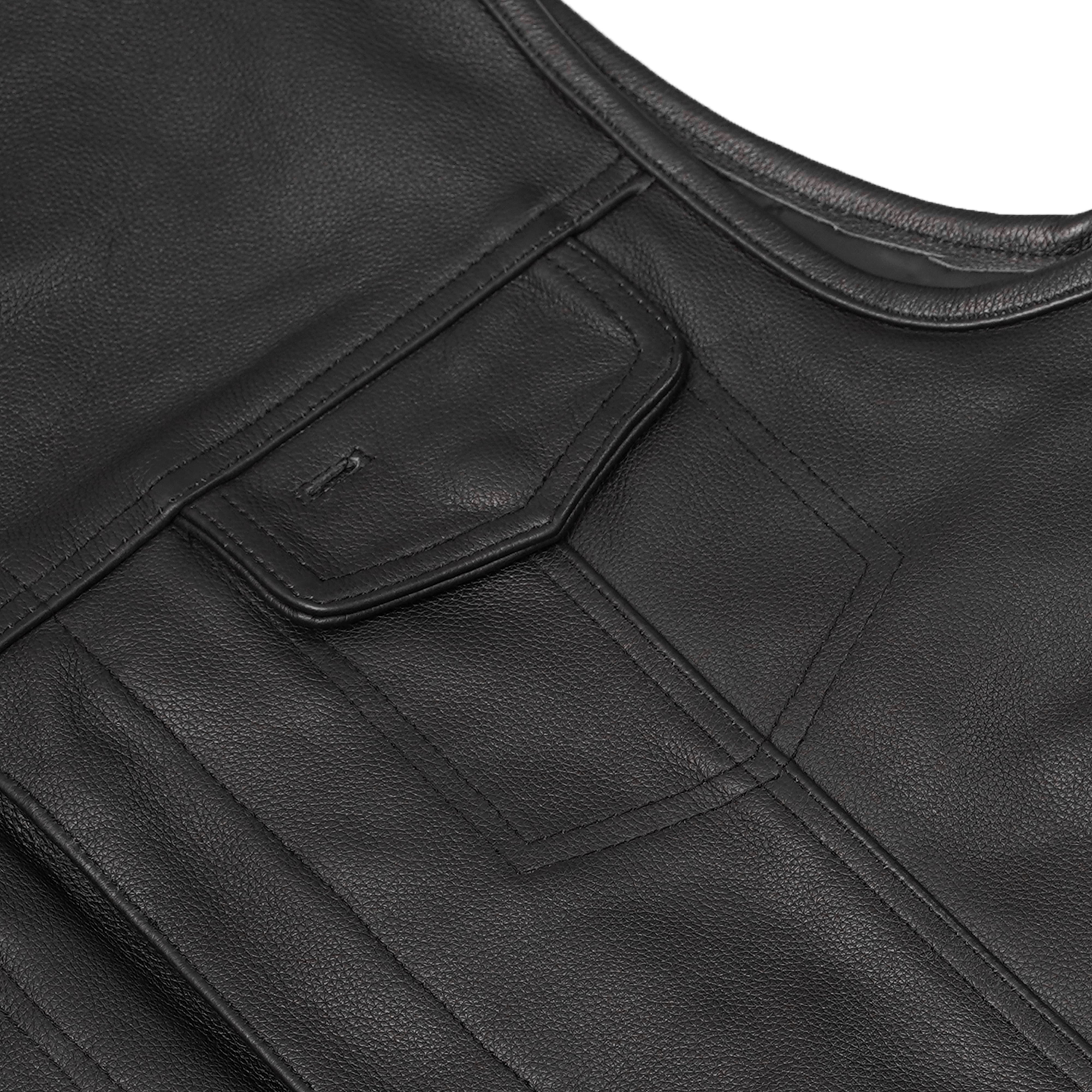 BlackArmor Men's  Black motorcycle Leather Vest