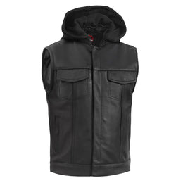 Versa Men's Black Leather Motorcycle Vest