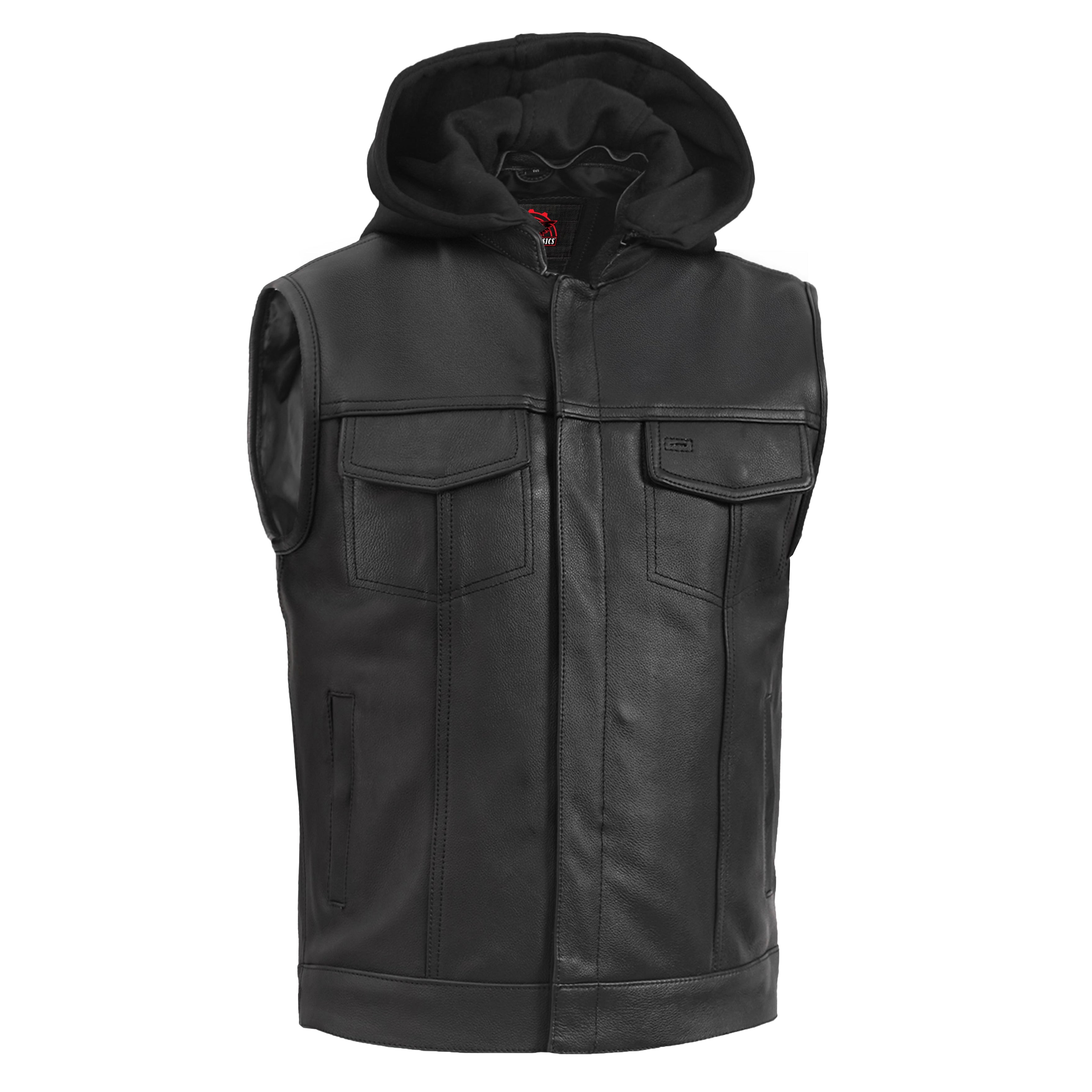 Versa Men's Black Leather Motorcycle Vest