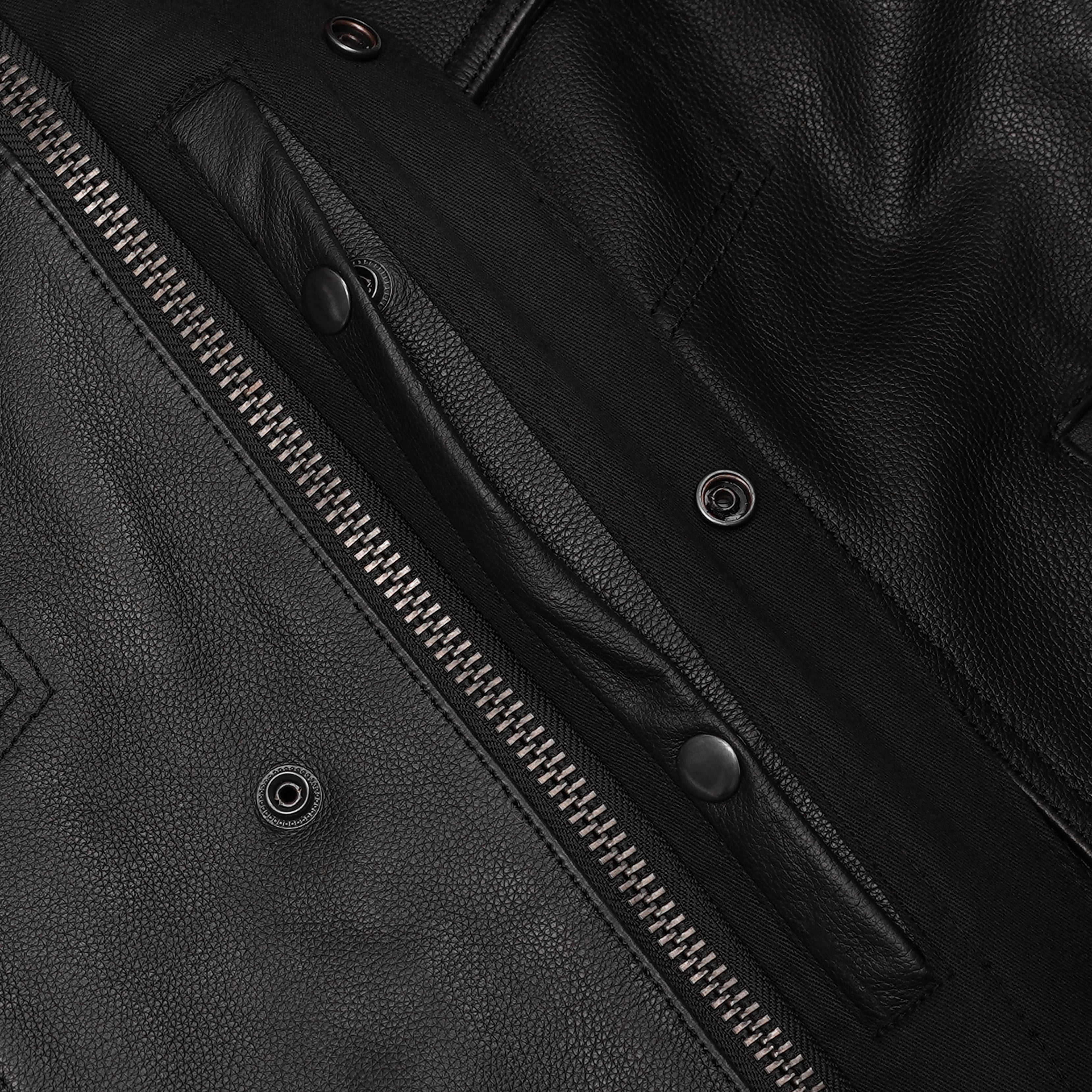 Versa Men's Black Leather Motorcycle Vest